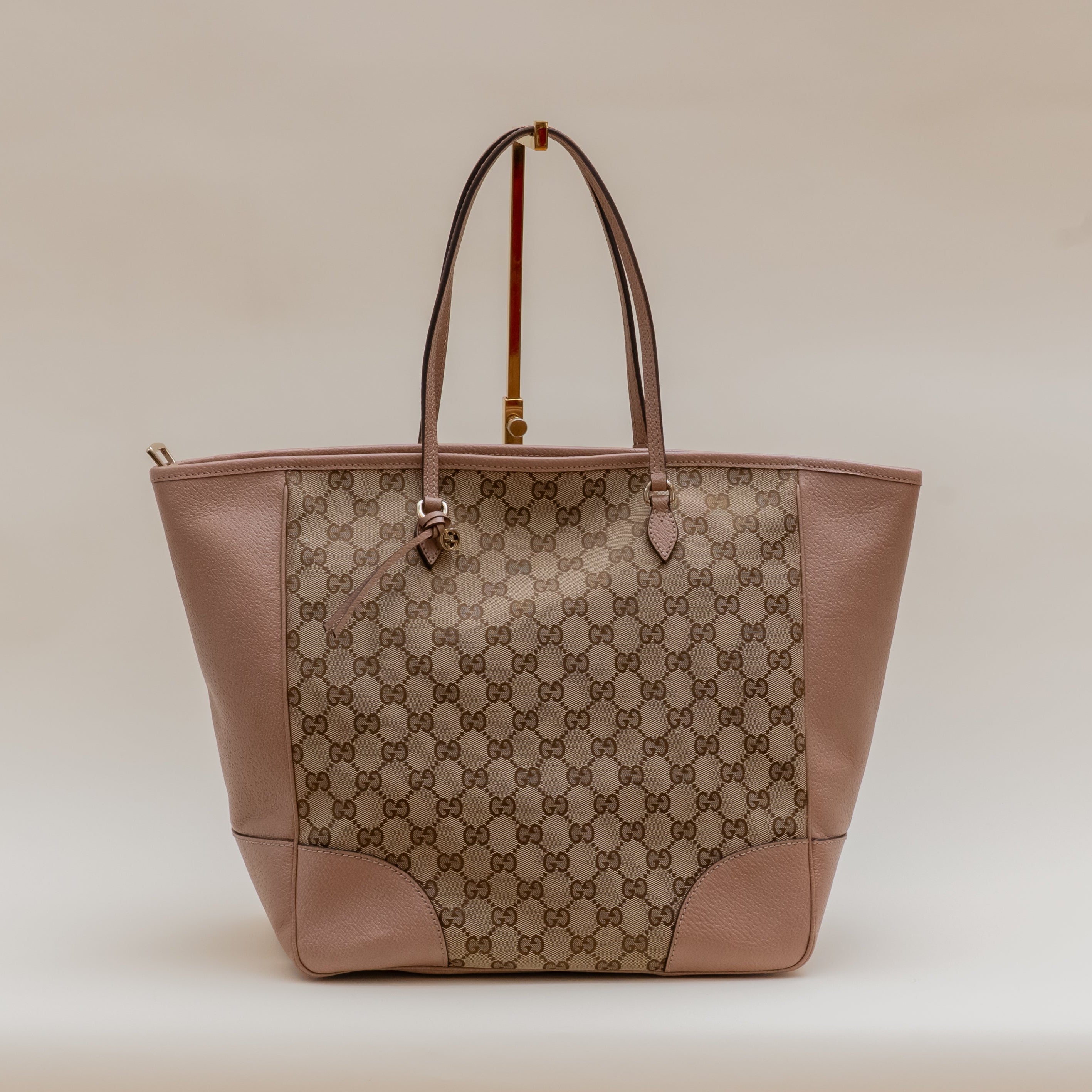 PRE-OWNED Pink GG Canvas and Leather Bree Shoulder Bag 