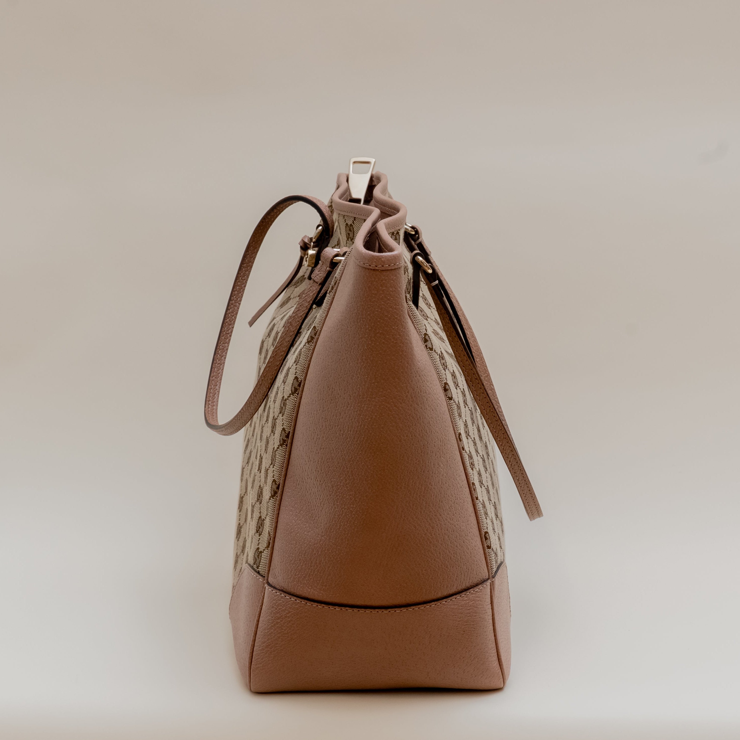 PRE-OWNED Pink GG Canvas and Leather Bree Shoulder Bag 