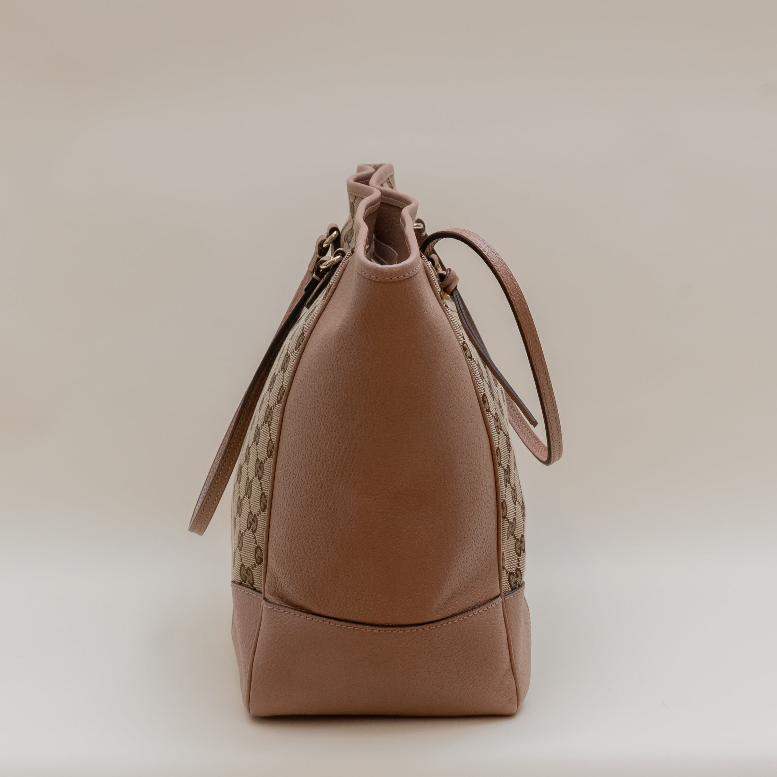 PRE-OWNED Pink GG Canvas and Leather Bree Shoulder Bag 