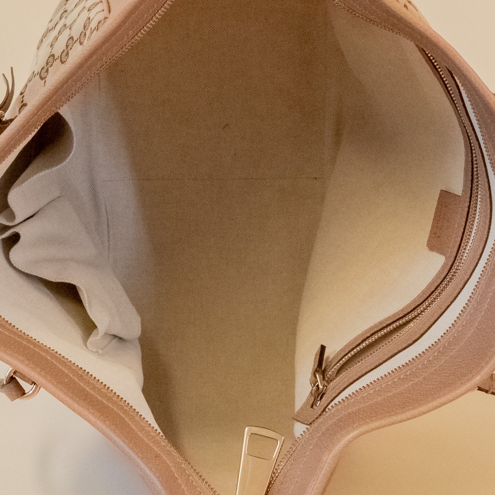 PRE-OWNED Pink GG Canvas and Leather Bree Shoulder Bag 