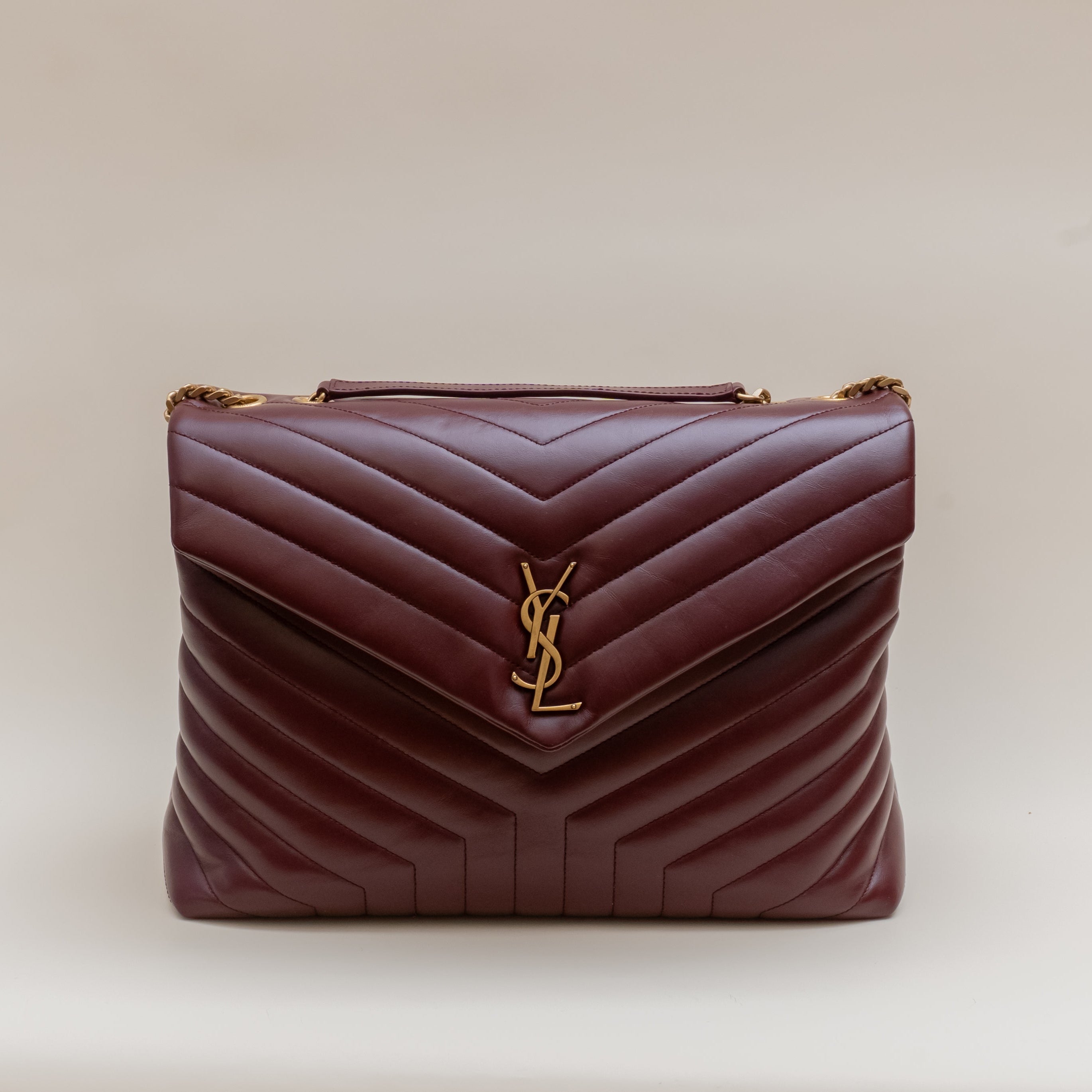 PRE-OWNED Burgundy Loulou Medium Shoulder Bag 