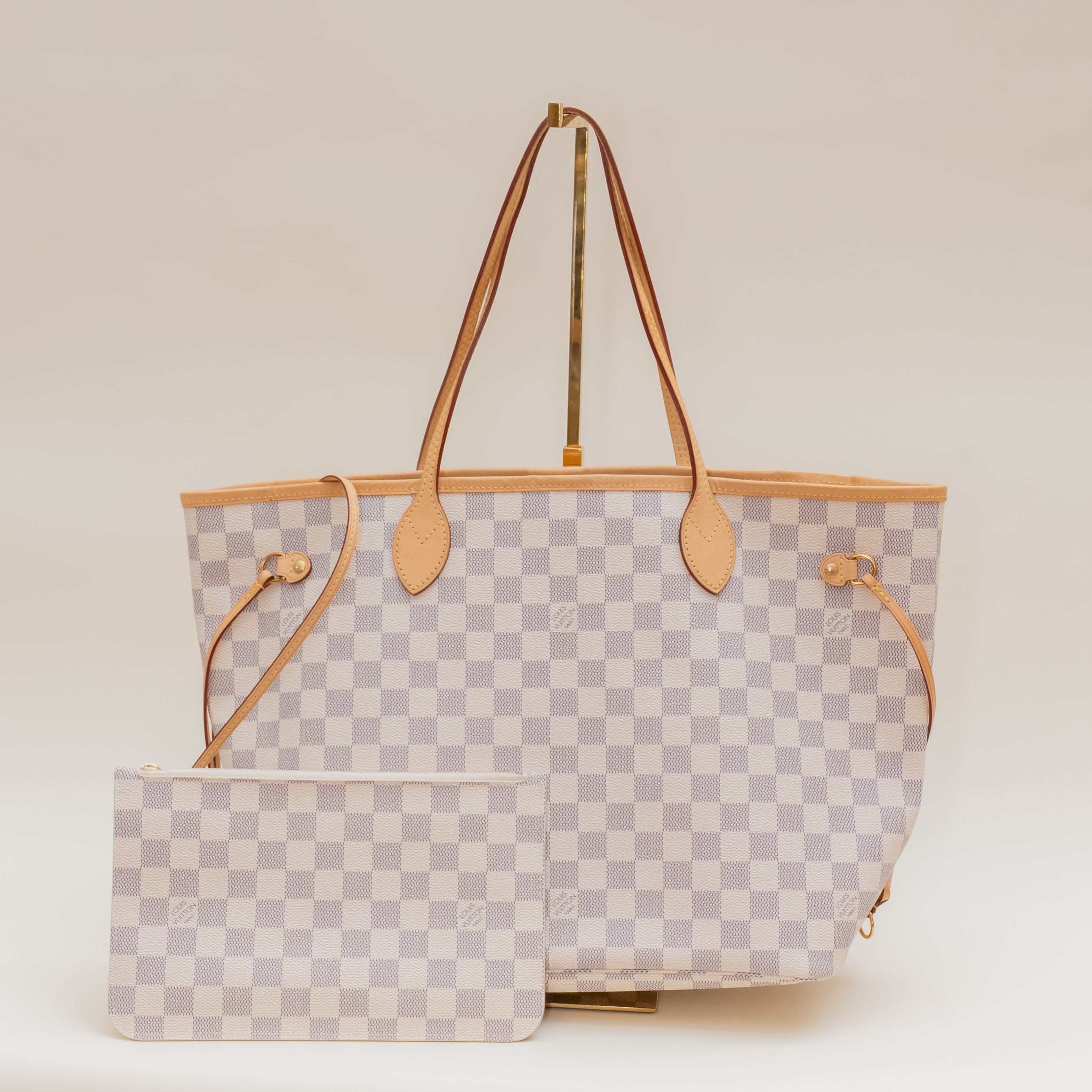 PRE-OWNED LV Azur Canvas Neverfull MM Shoulder Bag