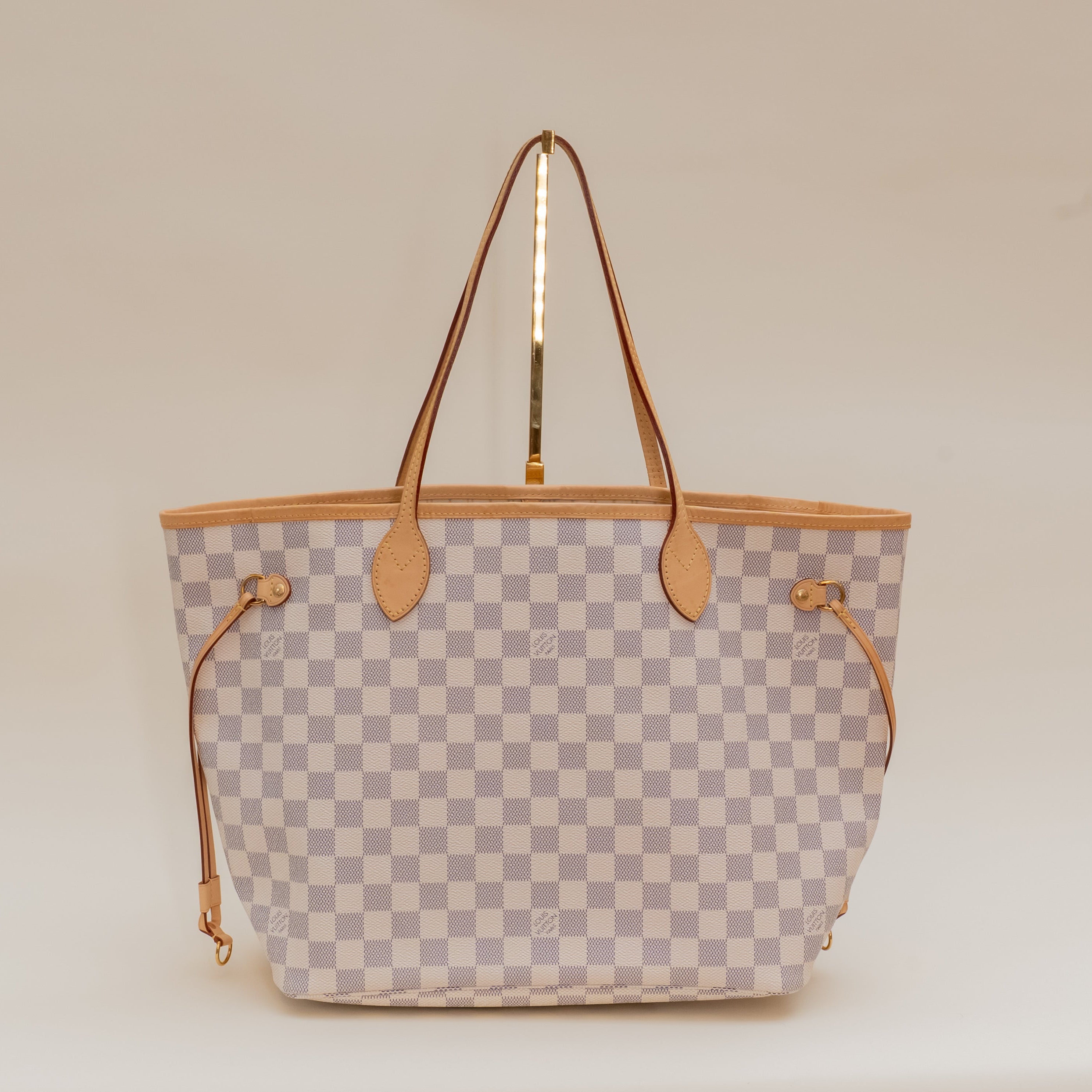 PRE-OWNED LV Azur Canvas Neverfull MM Shoulder Bag