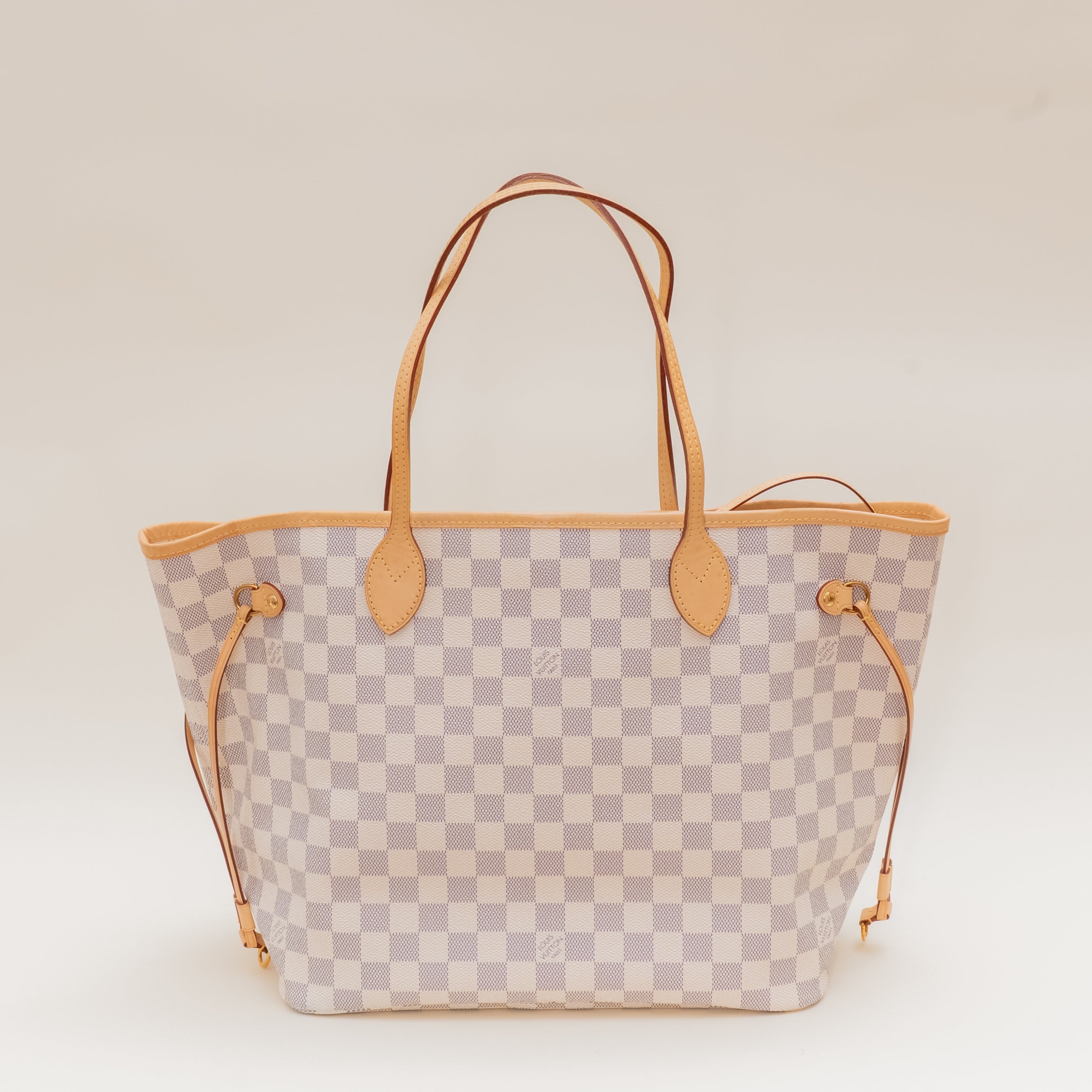 PRE-OWNED LV Azur Canvas Neverfull MM Shoulder Bag
