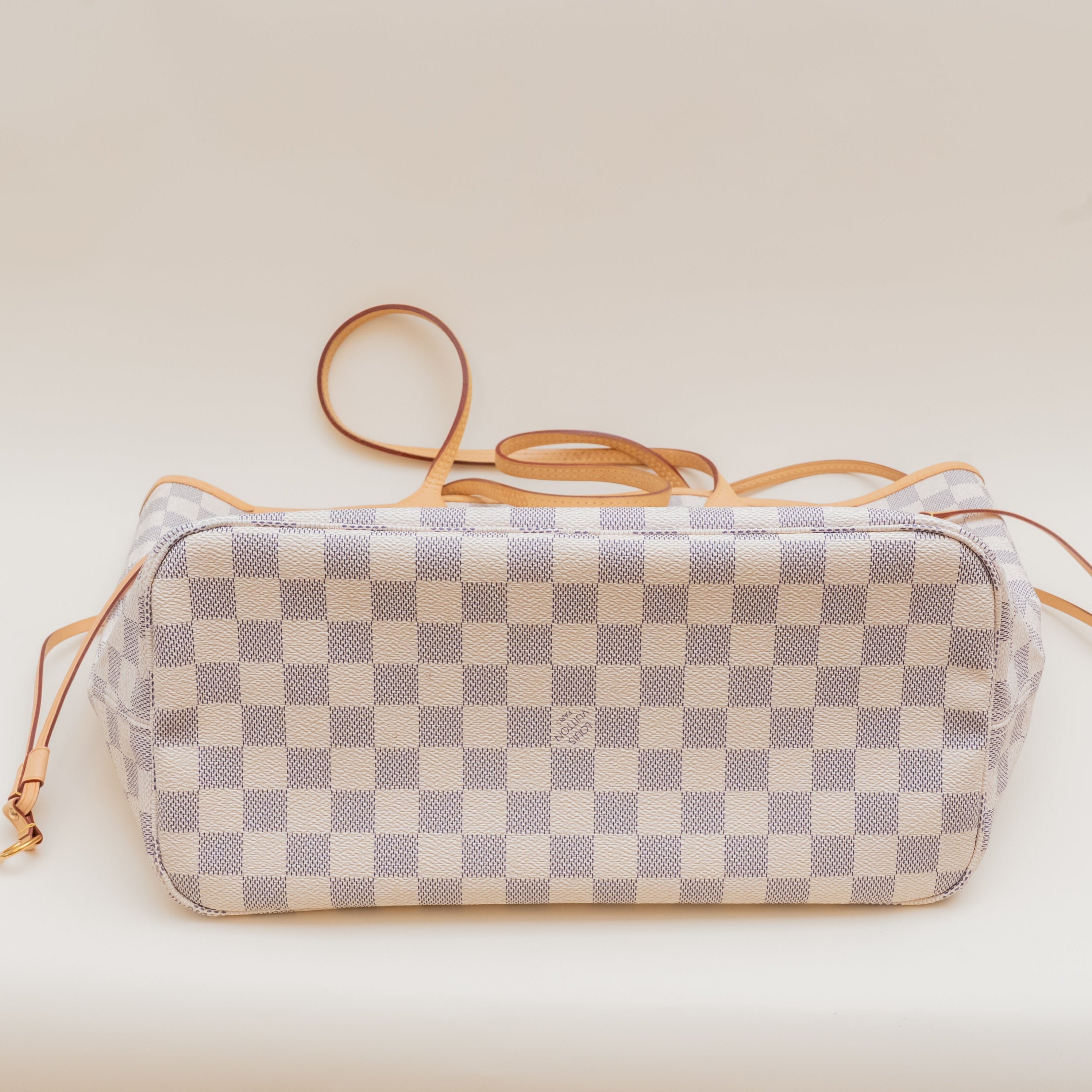 PRE-OWNED LV Azur Canvas Neverfull MM Shoulder Bag