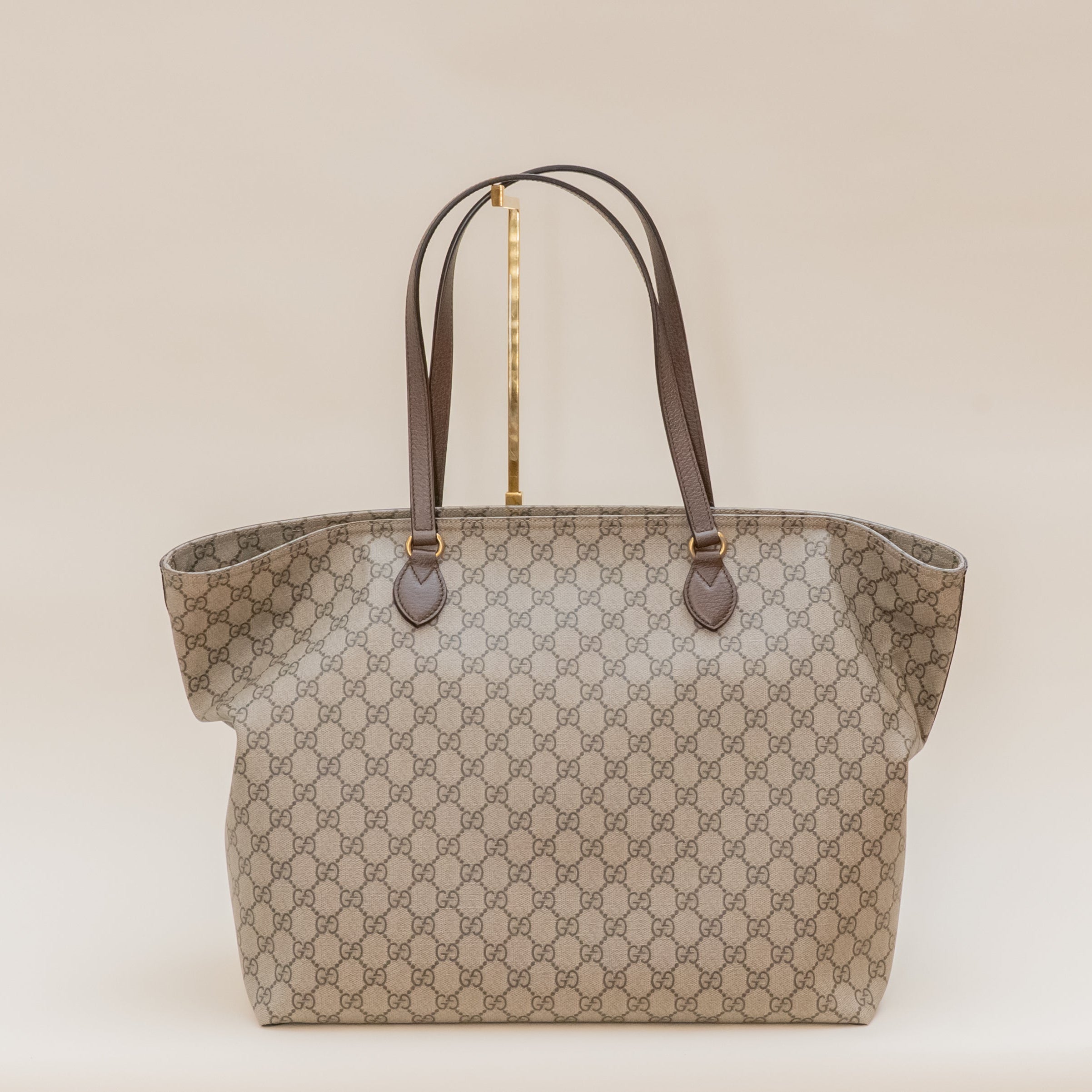 PRE-OWNED GG Supreme Monogram Shopper Tote Shoulder Bag