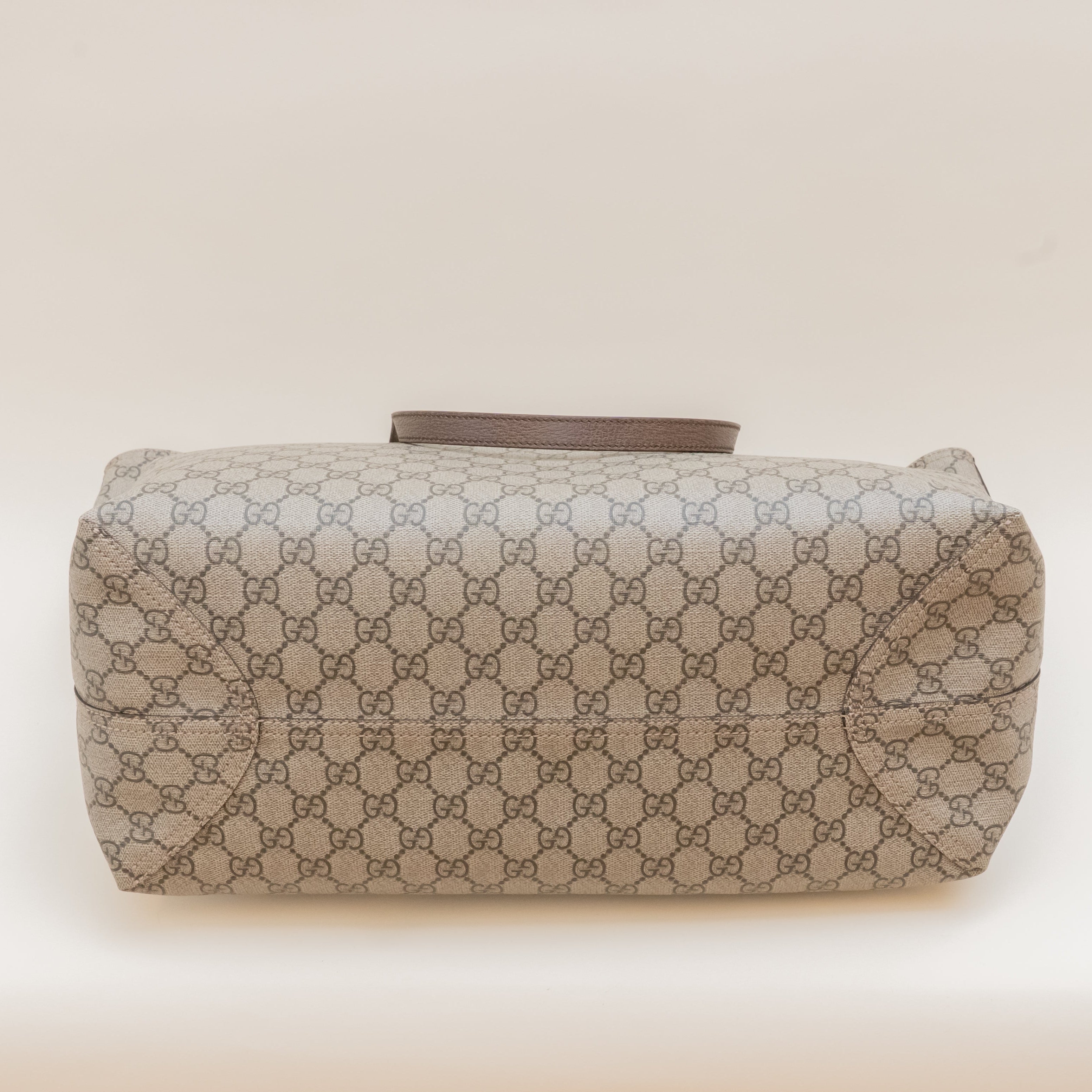 PRE-OWNED GG Supreme Monogram Shopper Tote Shoulder Bag