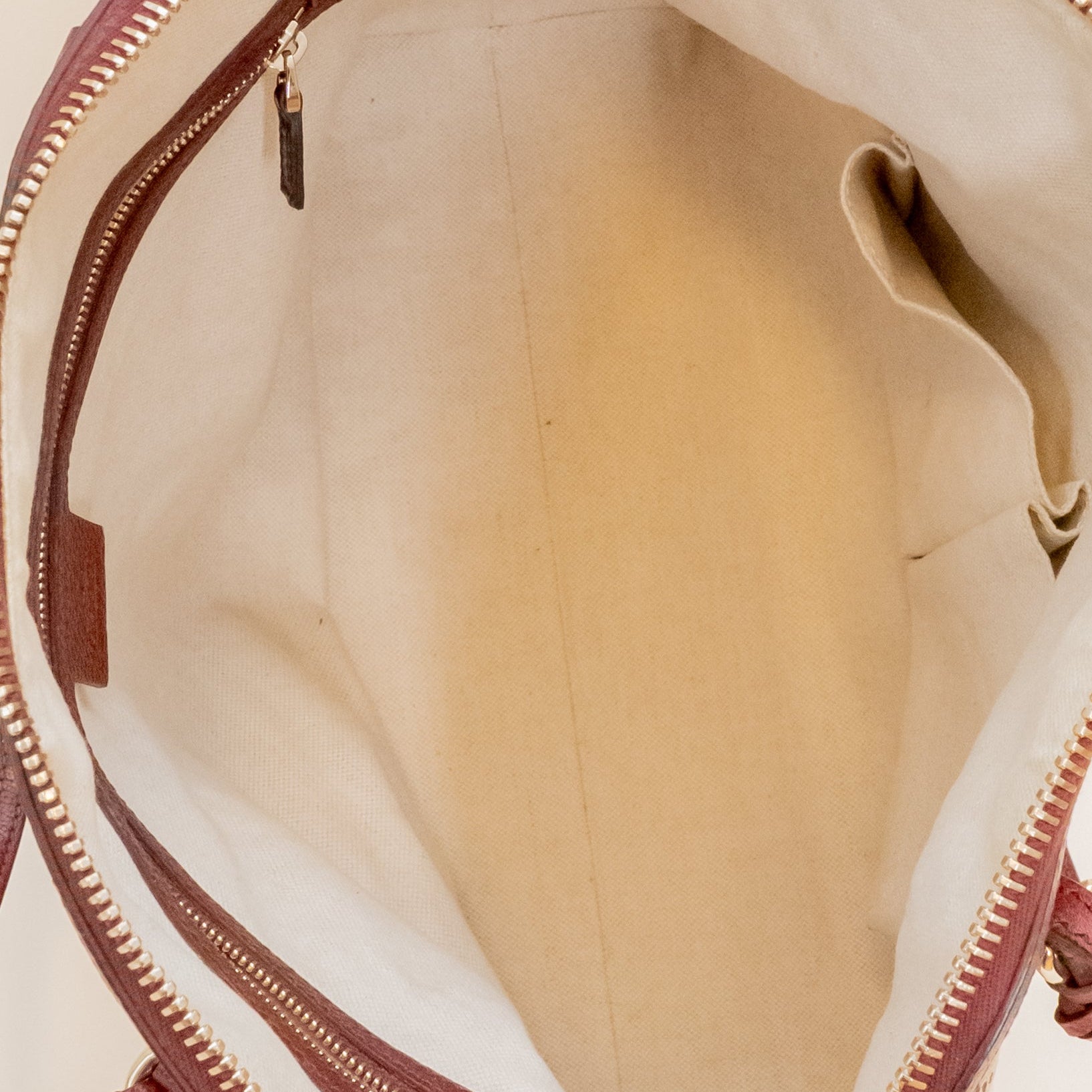 PRE-OWNED GG Canvas Bree Shoulder Bag Burgundy Beige