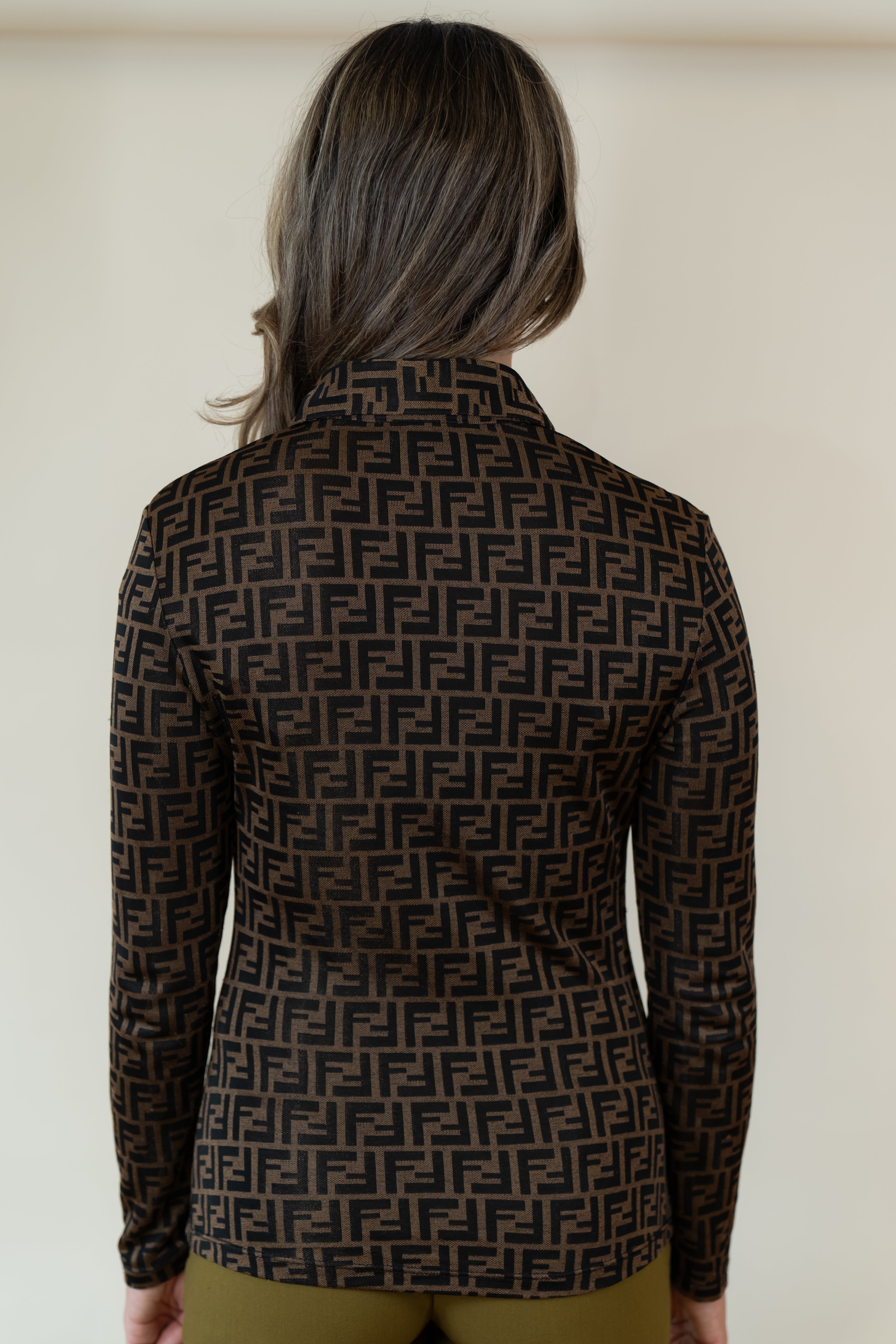 PRE-OWNED FF Vintage Printed Button-Up Top