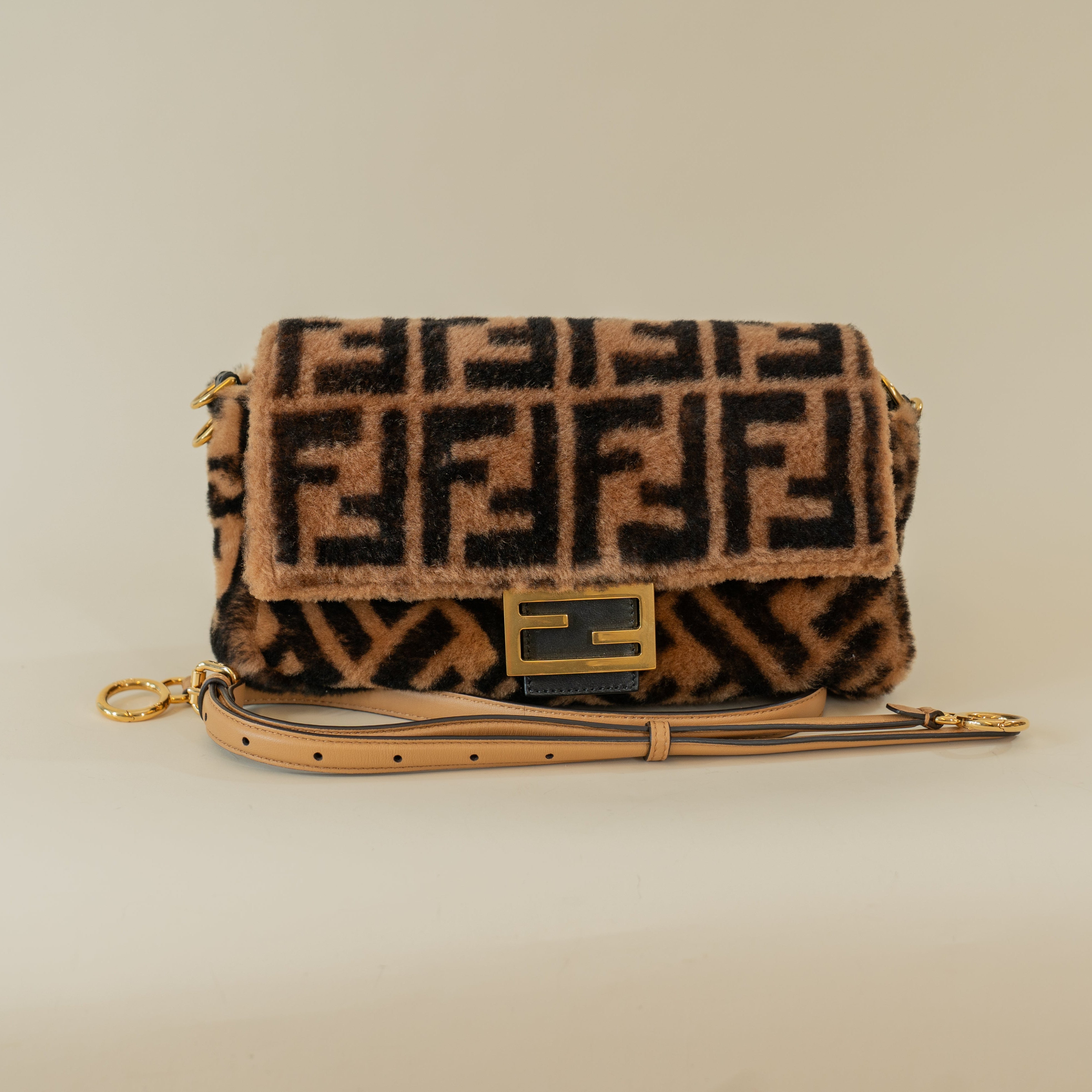 PRE-OWNED Macro FF Baguette Fur Shoulder Bag