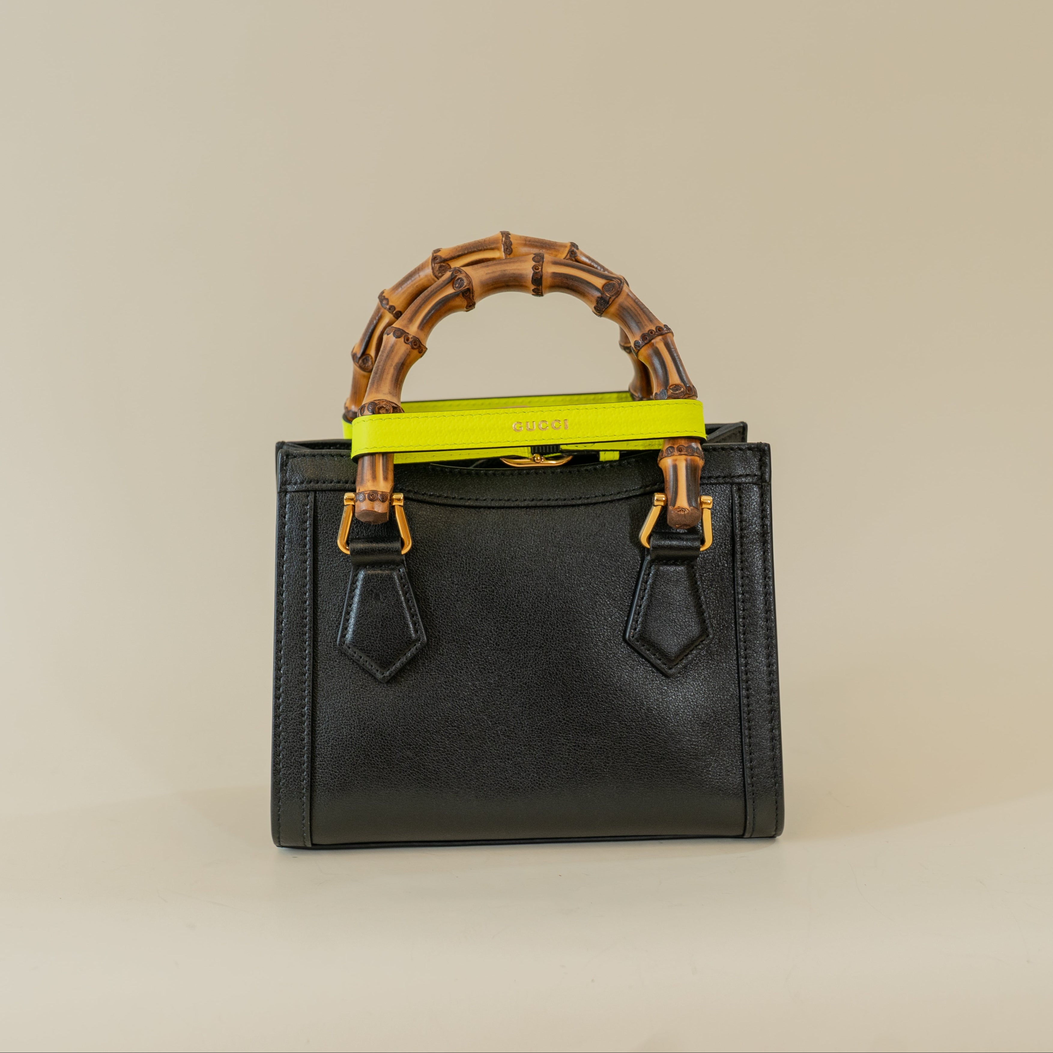 PRE-OWNED GG Diana Black Bamboo Mini Shoulder Bag