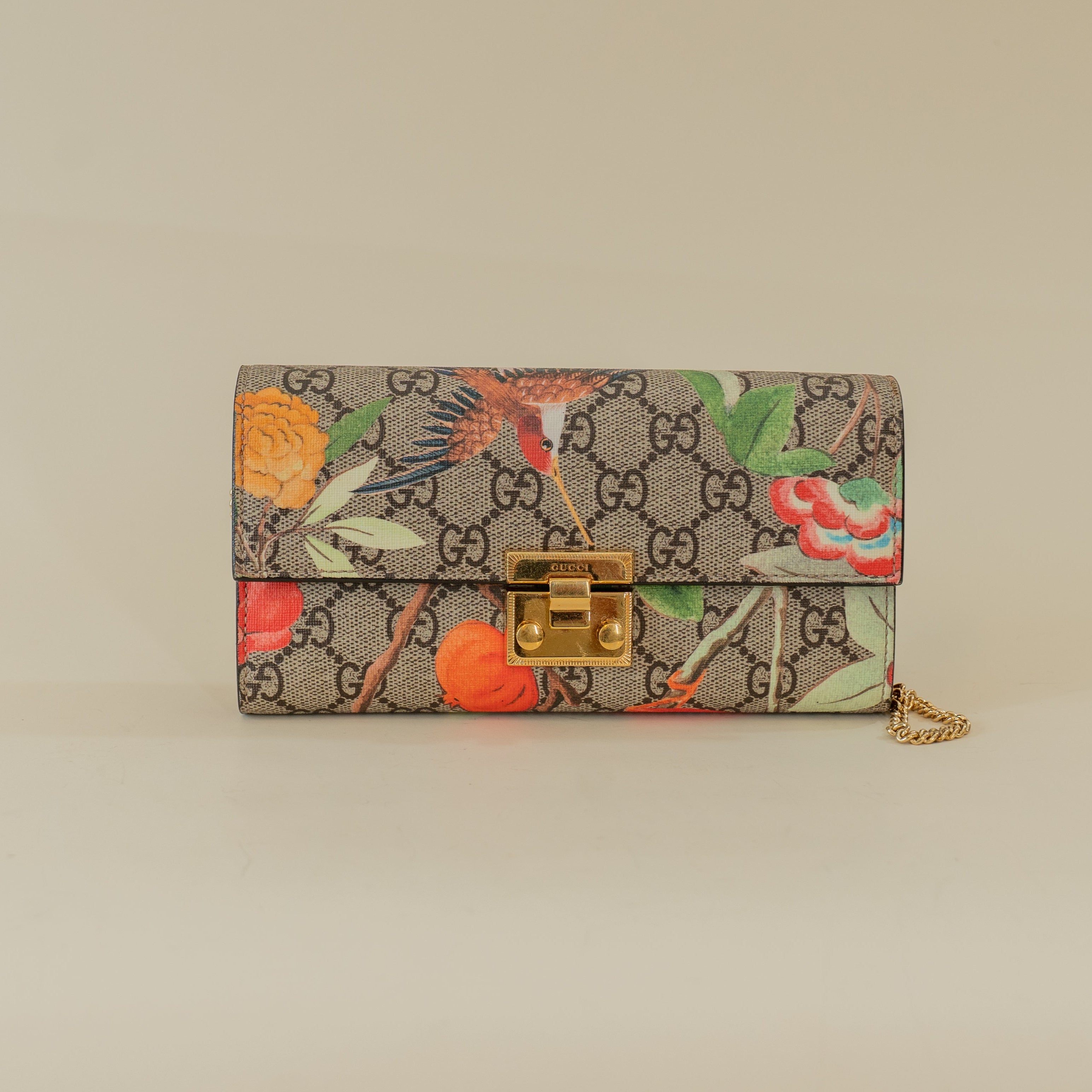 PRE-OWNEDD GG Supreme Tian Padlock Wallet on Chain Shoulder Bag