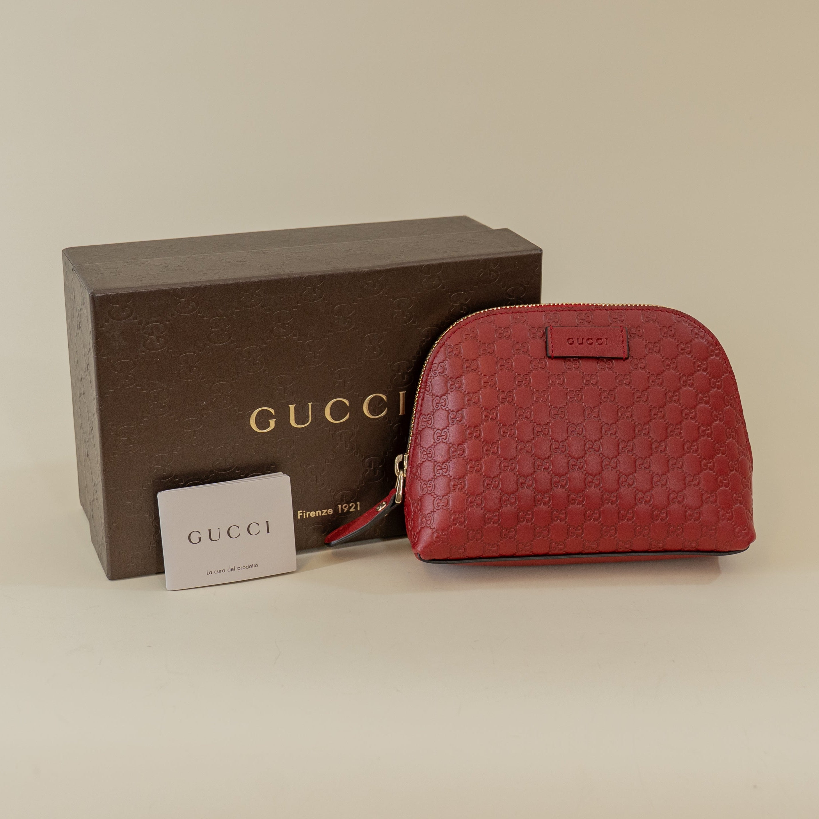 PRE-OWNED Red Microguccissima GG Cosmetic Case