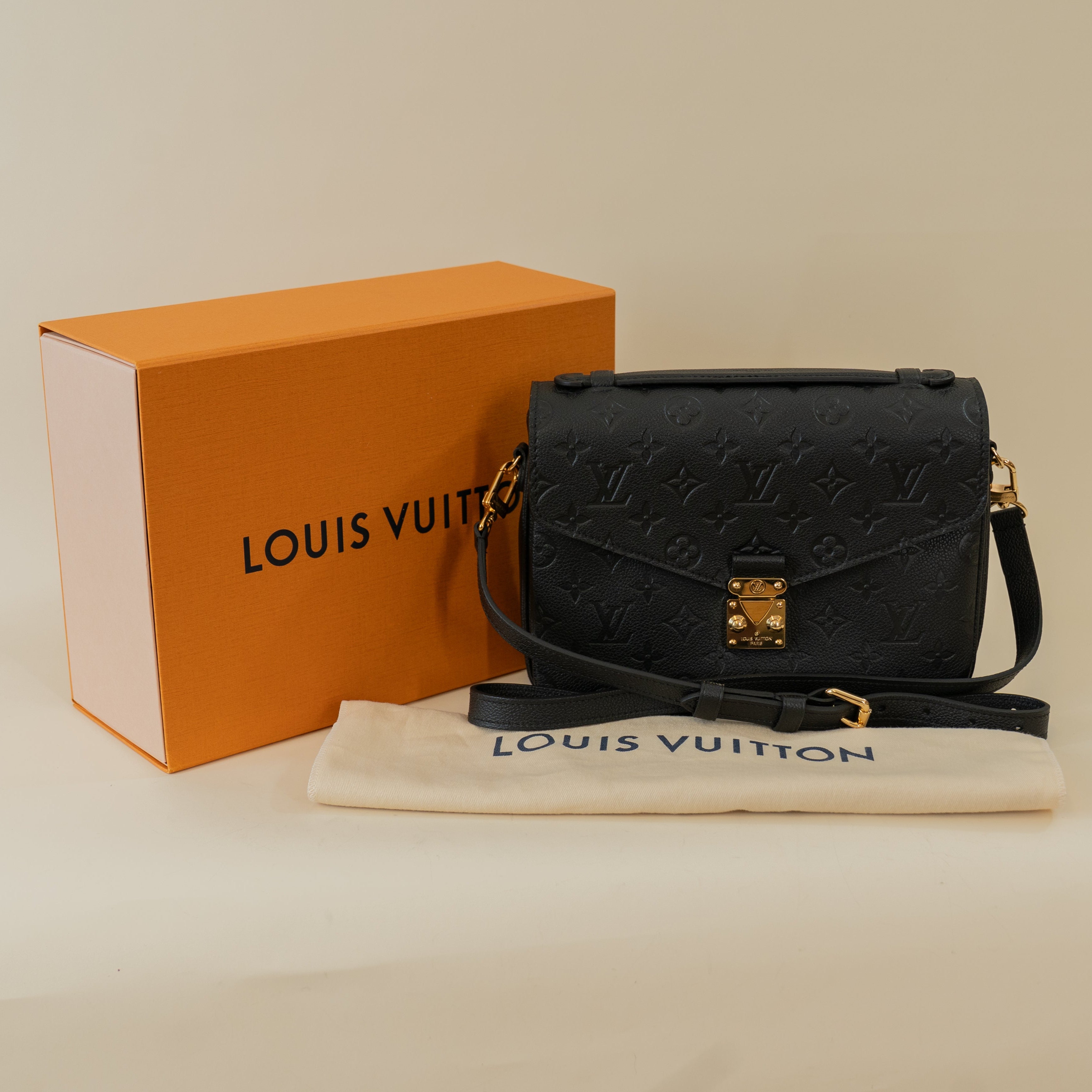 PRE-OWNED LV Black Monogram Empreinte Pochette Metis Shoulder Bag