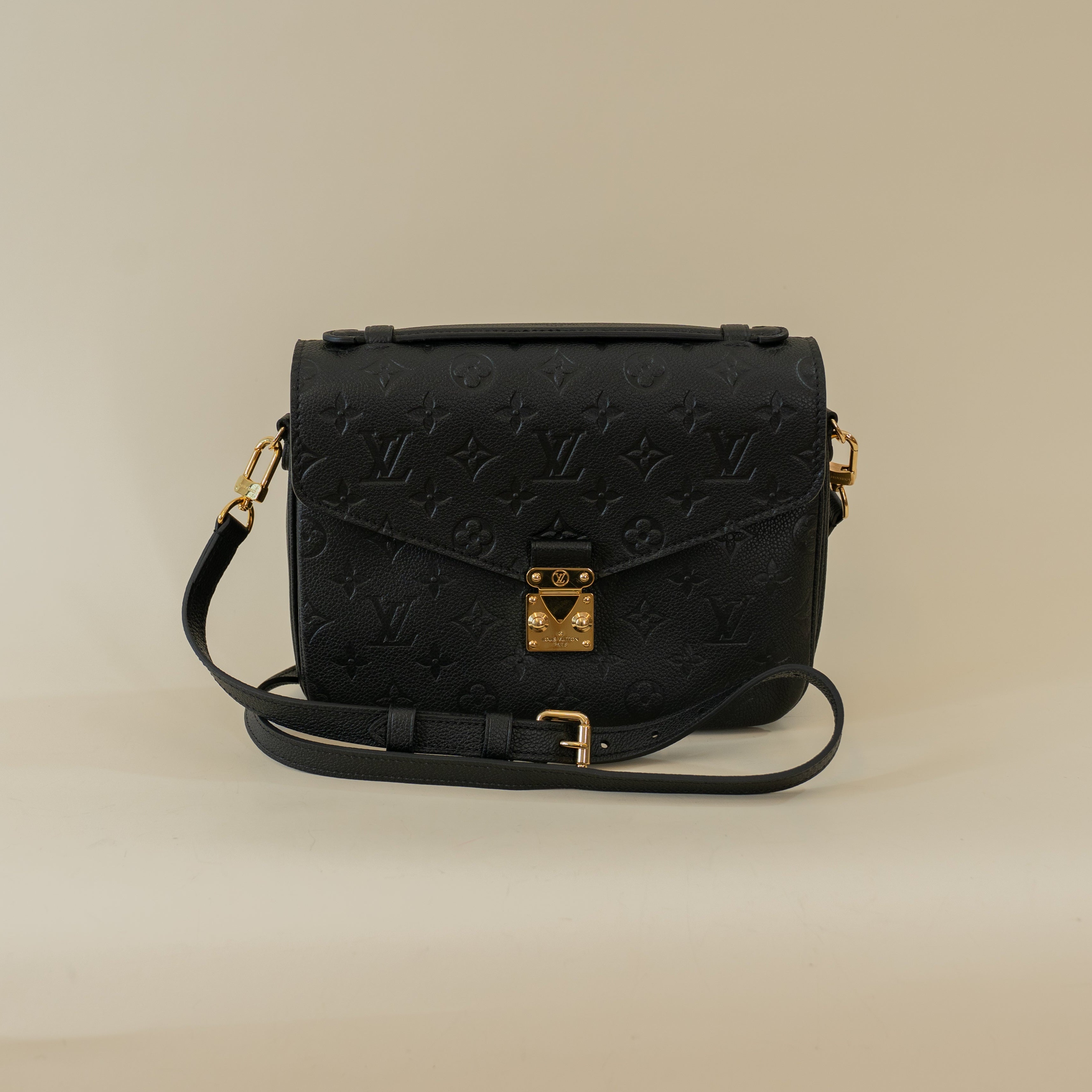 PRE-OWNED LV Black Monogram Empreinte Pochette Metis Shoulder Bag