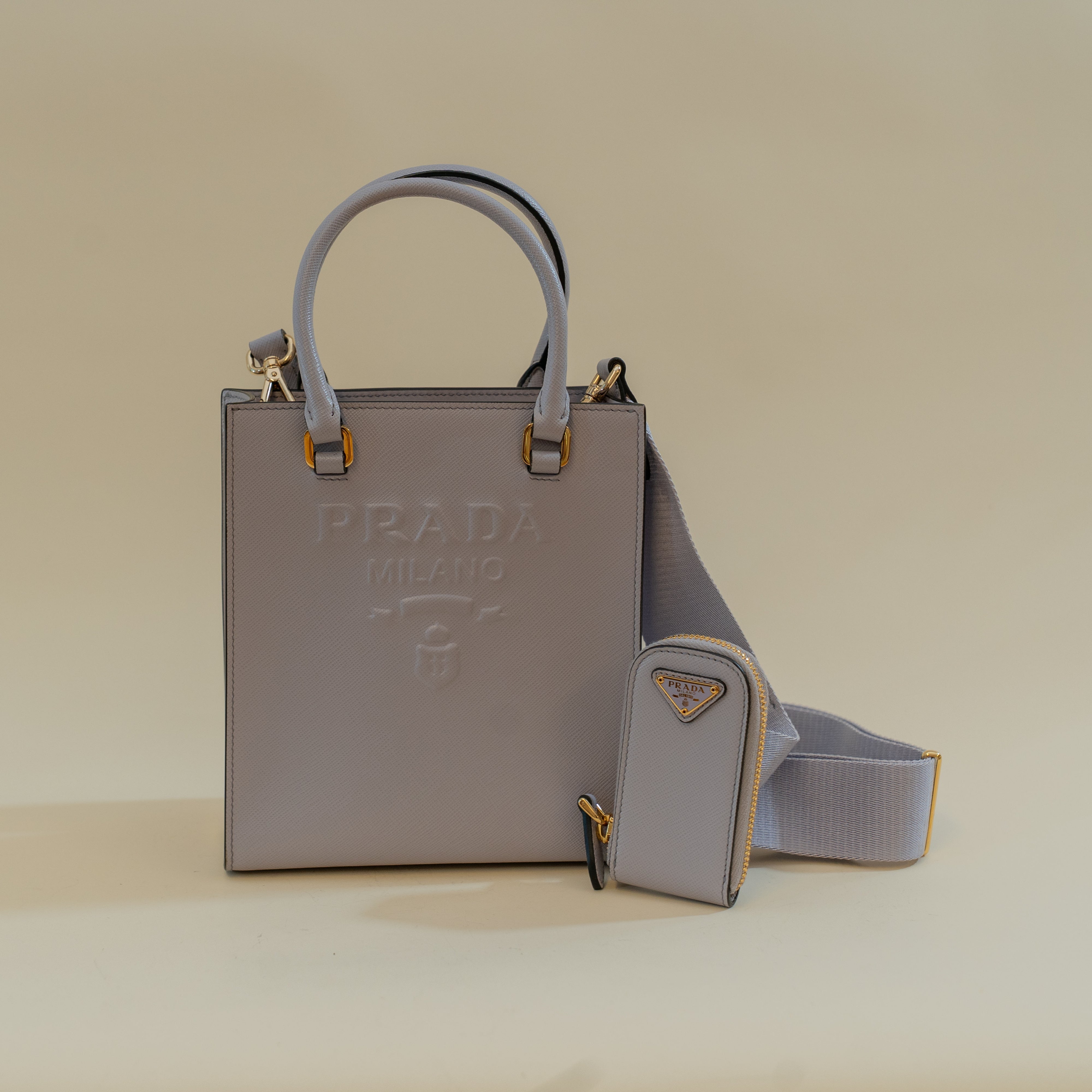 PRE-OWNED Lila Mini Embossed Logo Saffiano Leather Tote Bag