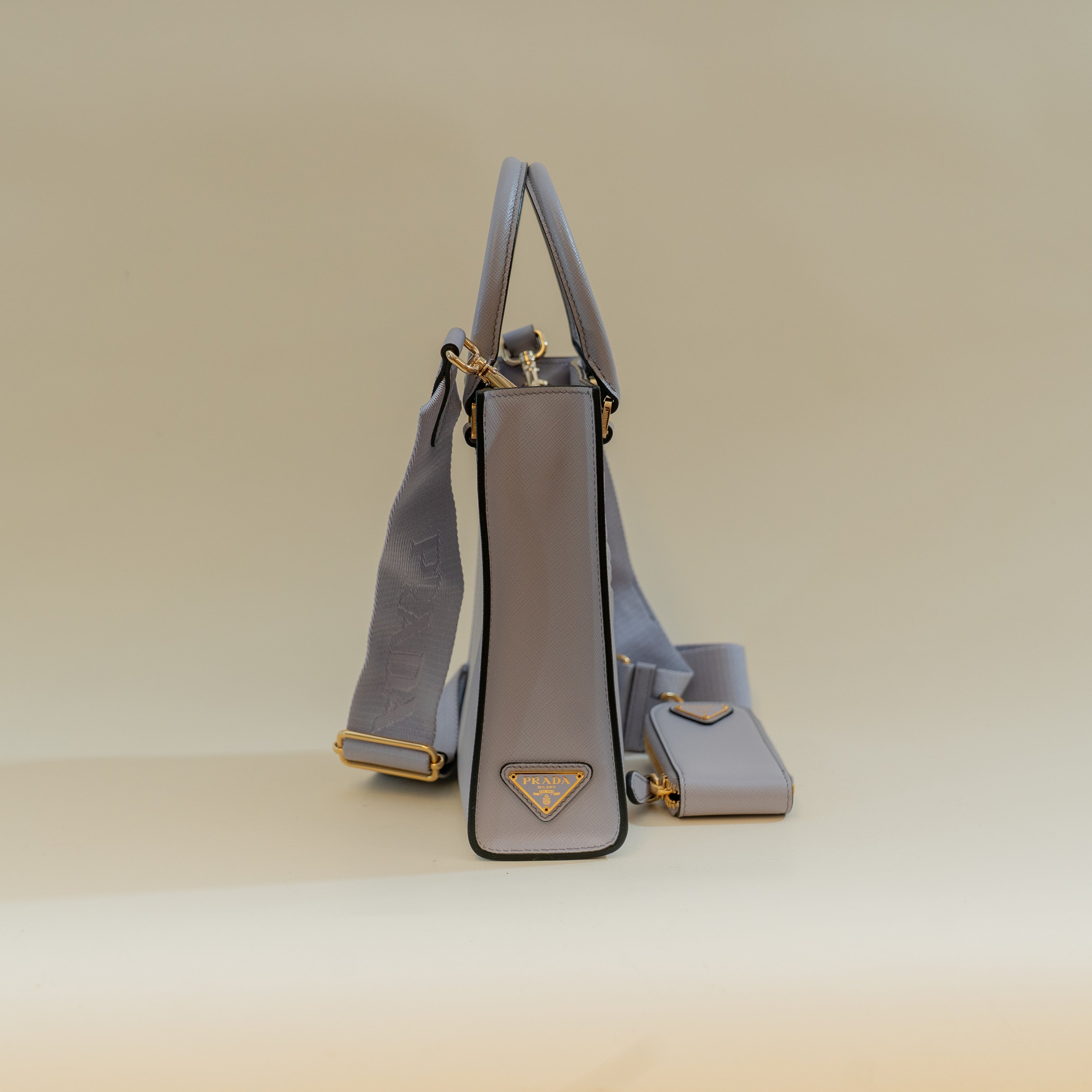 PRE-OWNED Lila Mini Embossed Logo Saffiano Leather Tote Bag