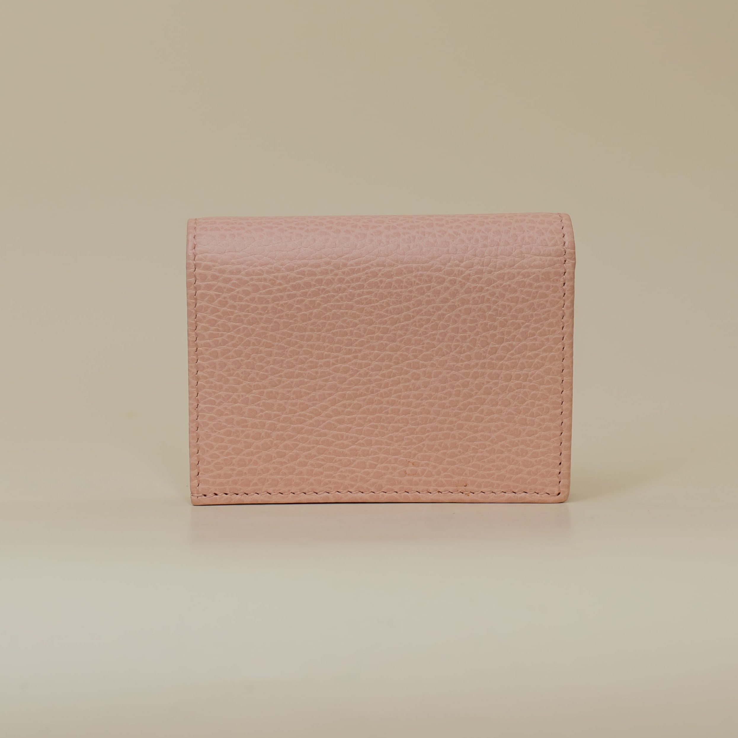 PRE-OWNED Pebbled Calfskin Butterfly Card Case Perfect Pink
