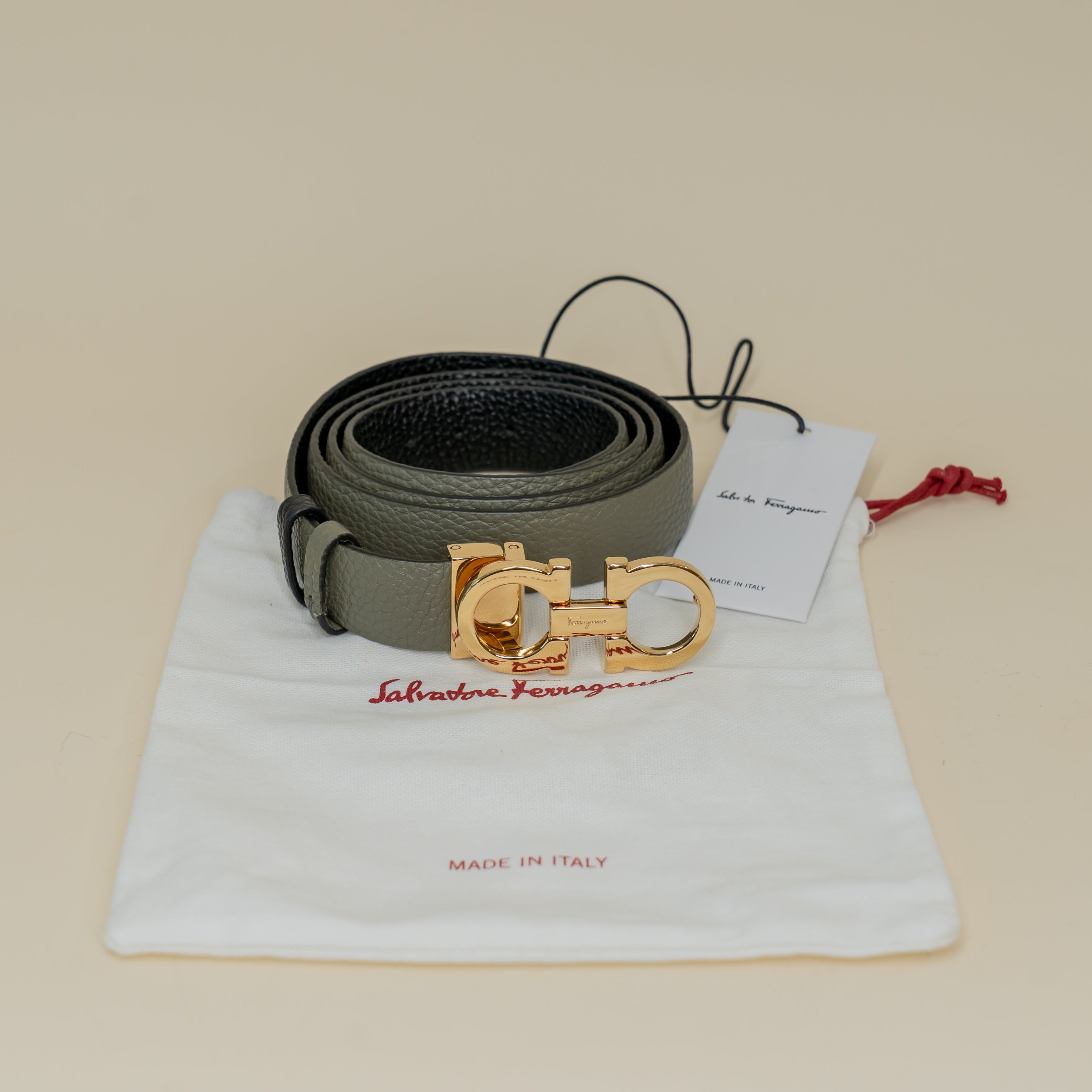 PRE-OWNED Reversible Calfskin Belt