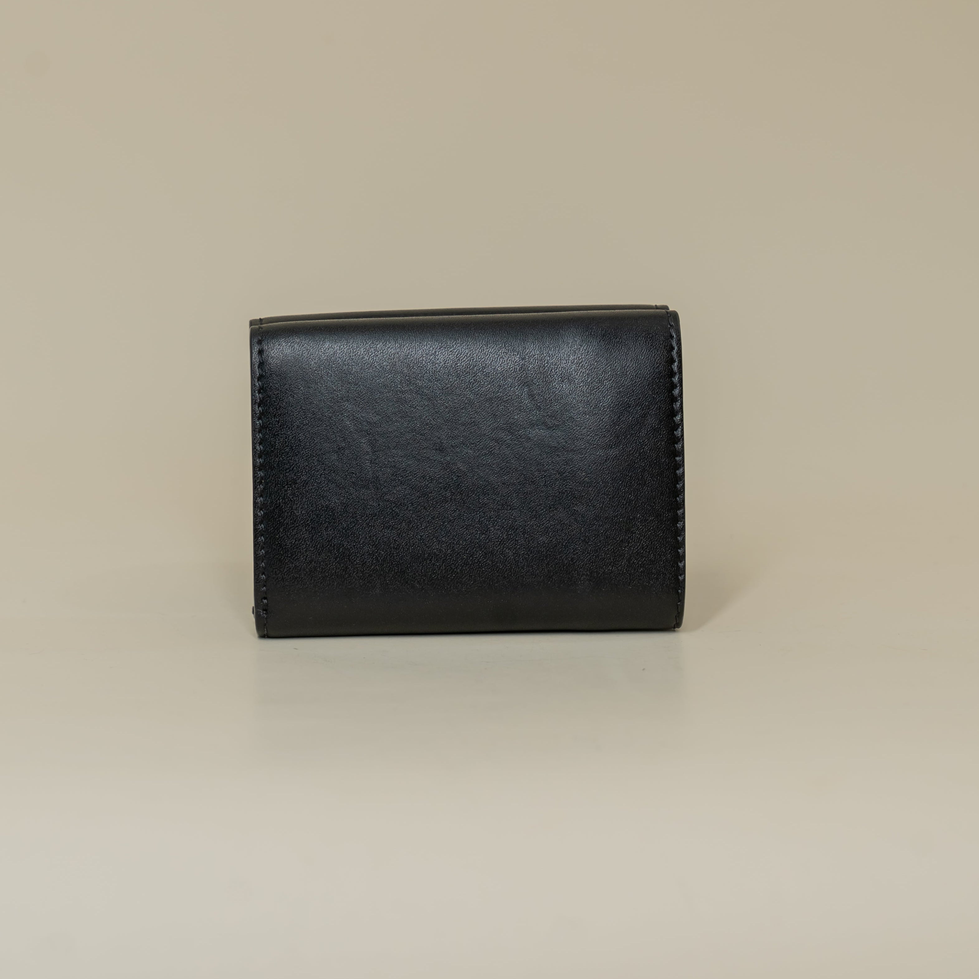 PRE-OWNED Brown Black Zucca Leather F is Fendi Trifold Wallet