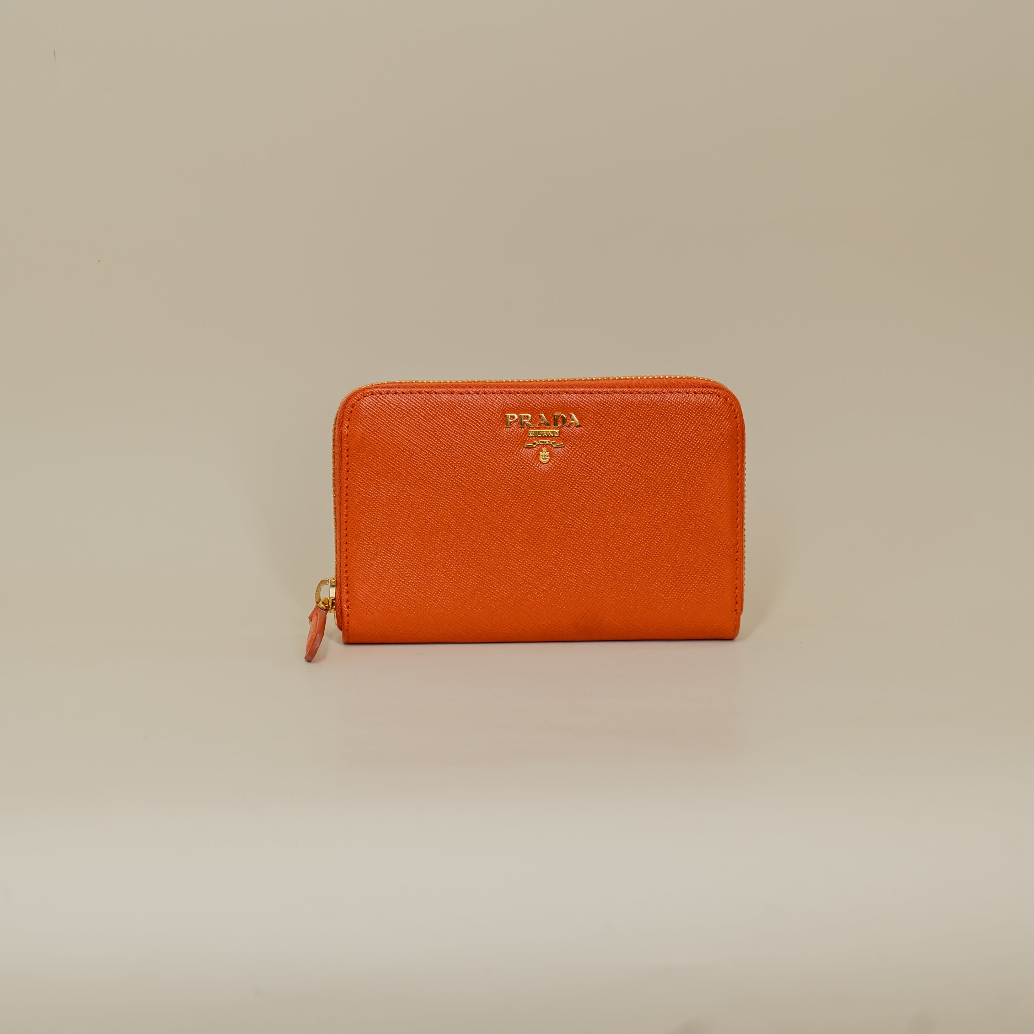 PRADA - Saffiano Short Wallet Orange