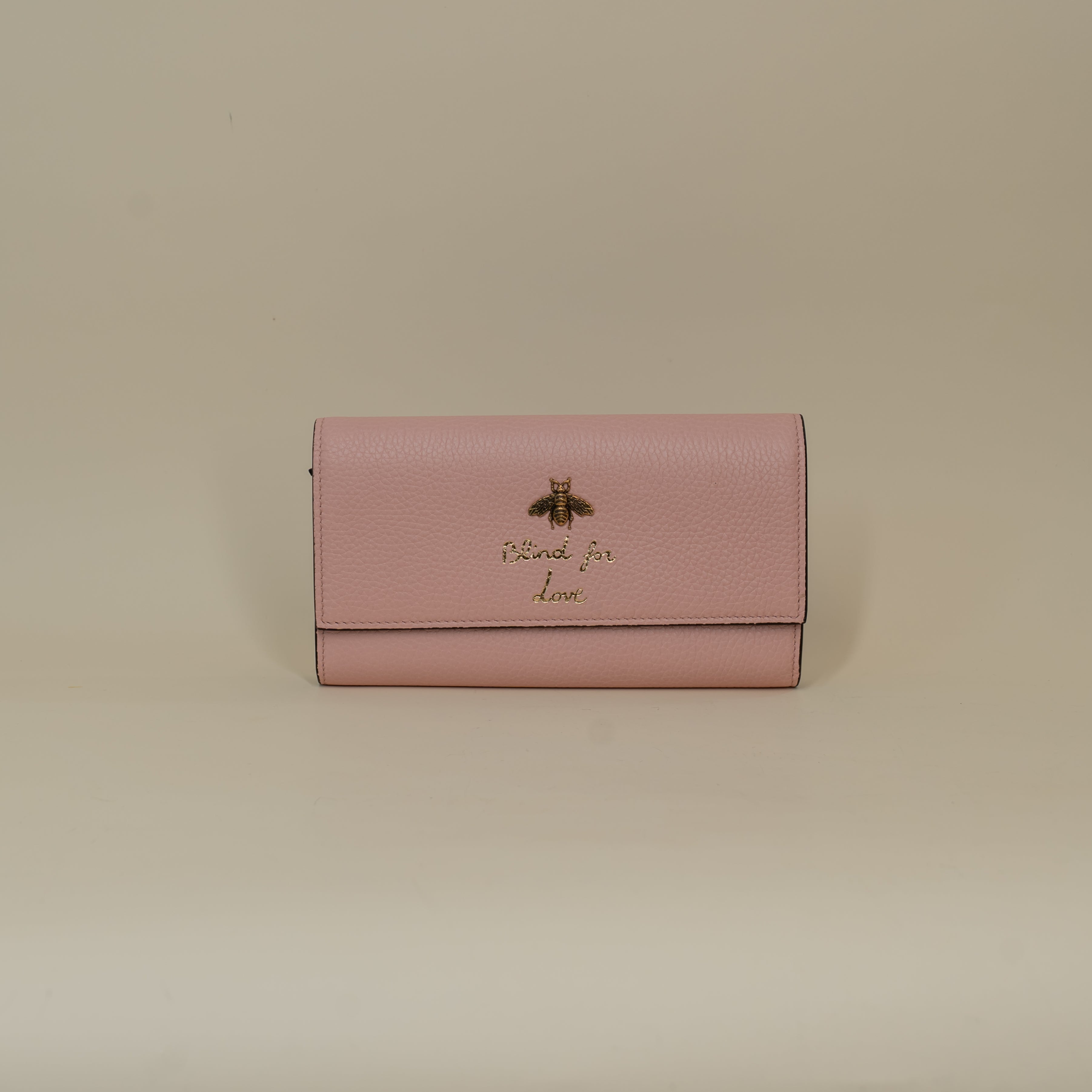 PRE-OWNED Calfskin Blind For Love Wallet Pink