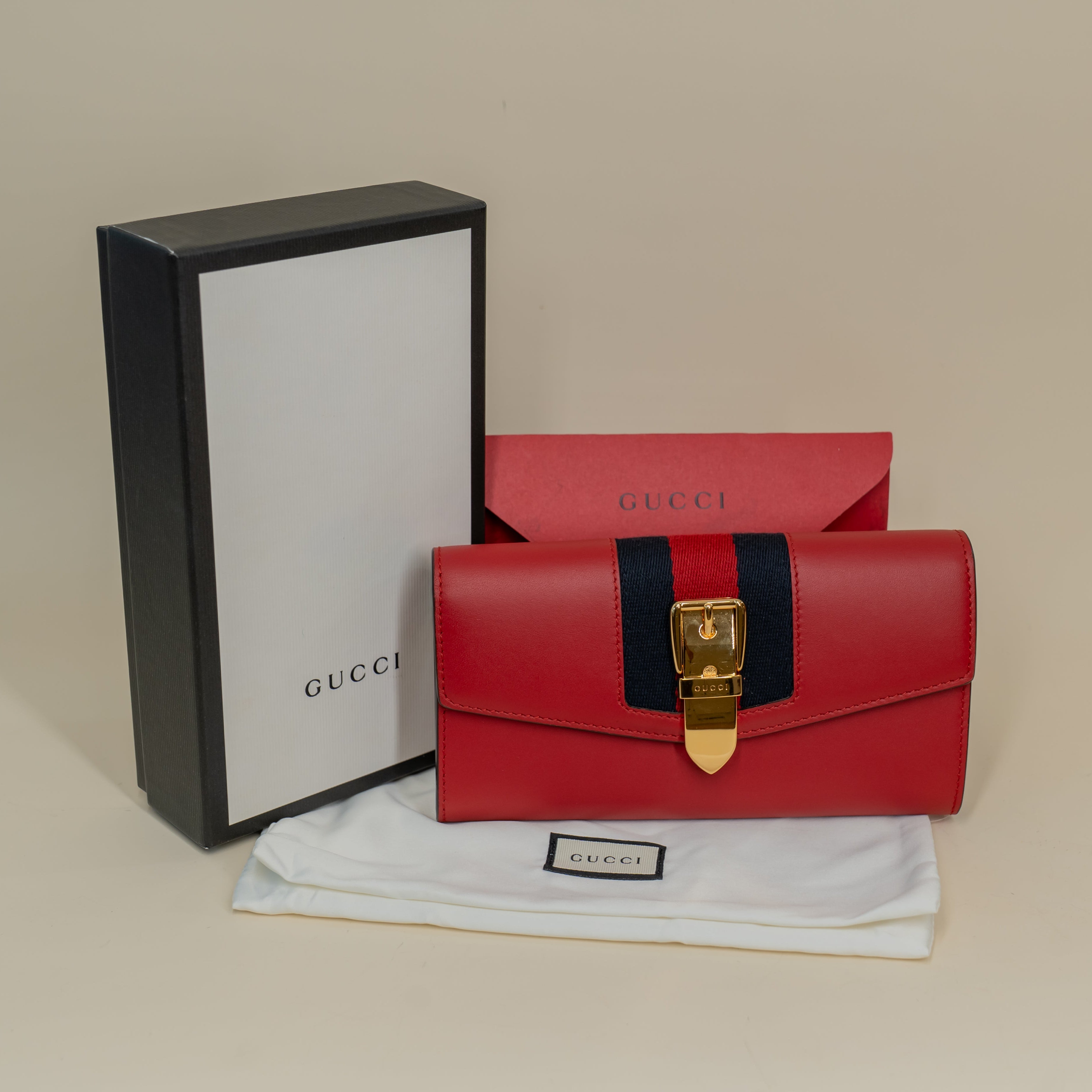 PRE-OWNED Calfskin Sylvie Continental Wallet Hibiscus Red