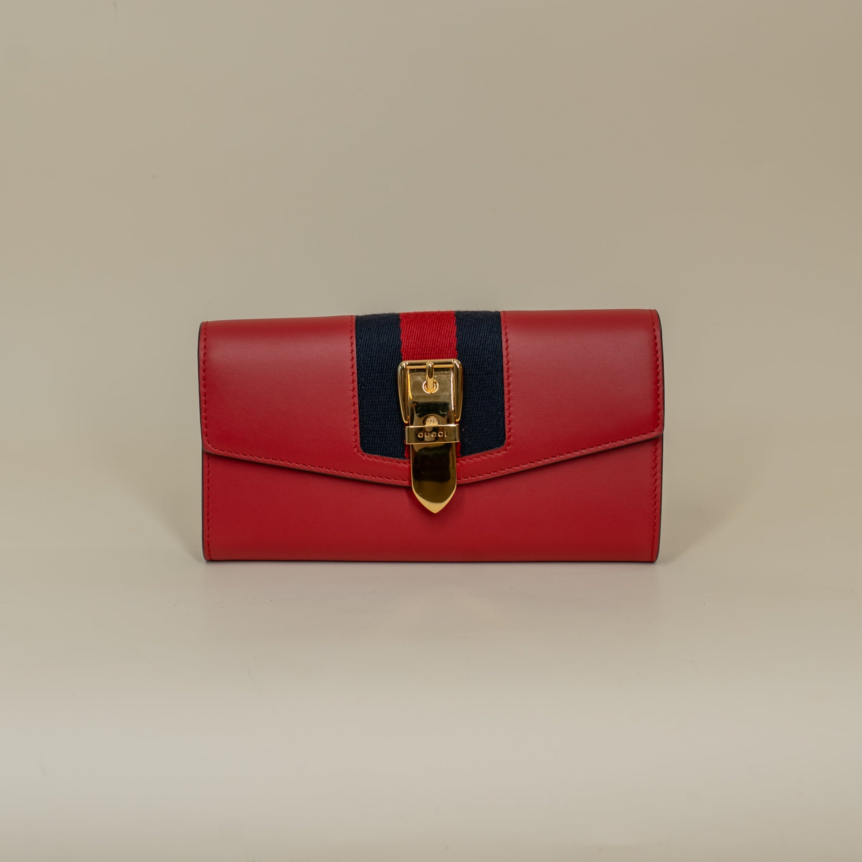 PRE-OWNED Calfskin Sylvie Continental Wallet Hibiscus Red