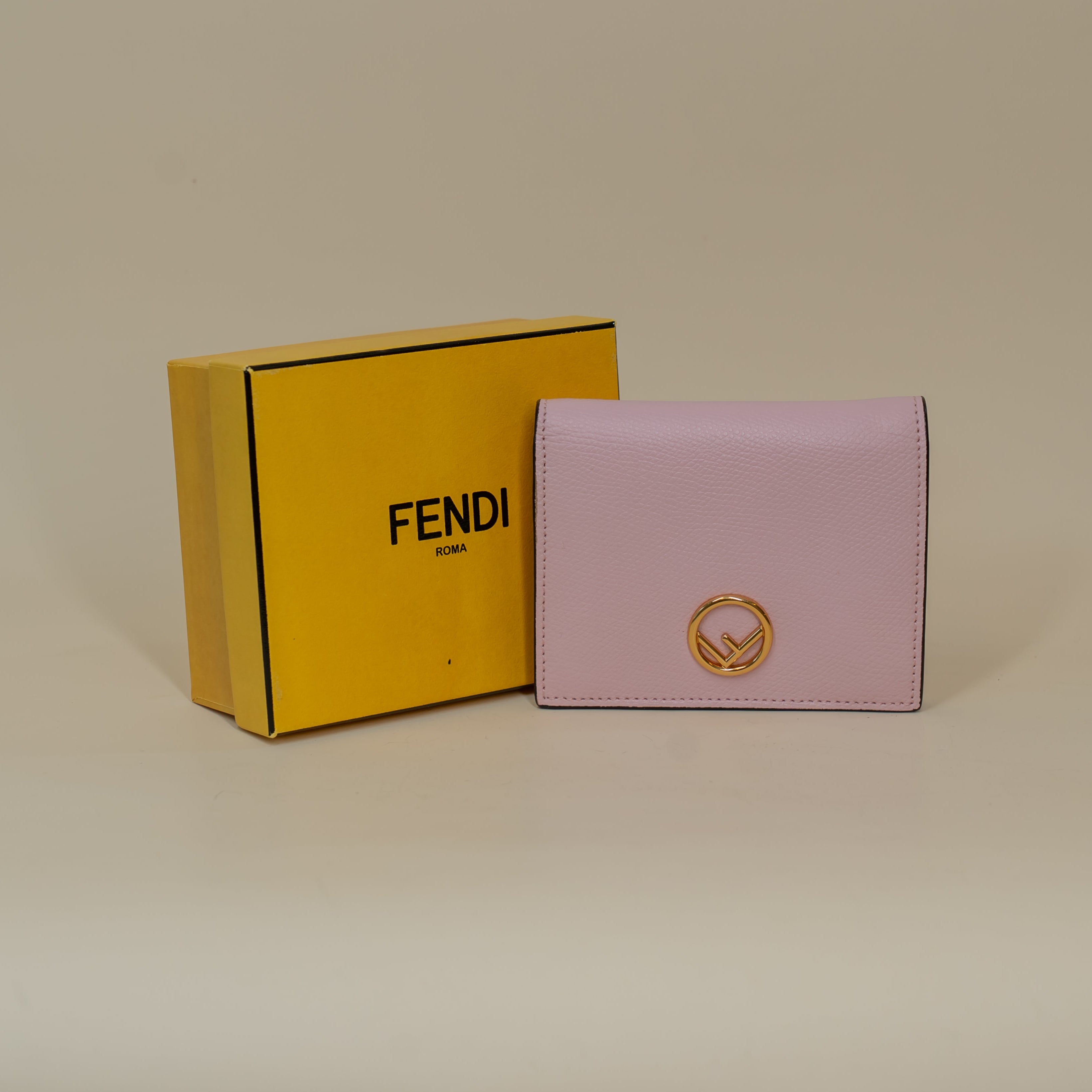 PRE-OWNED Soft Leather Bifold Short Wallet Pink