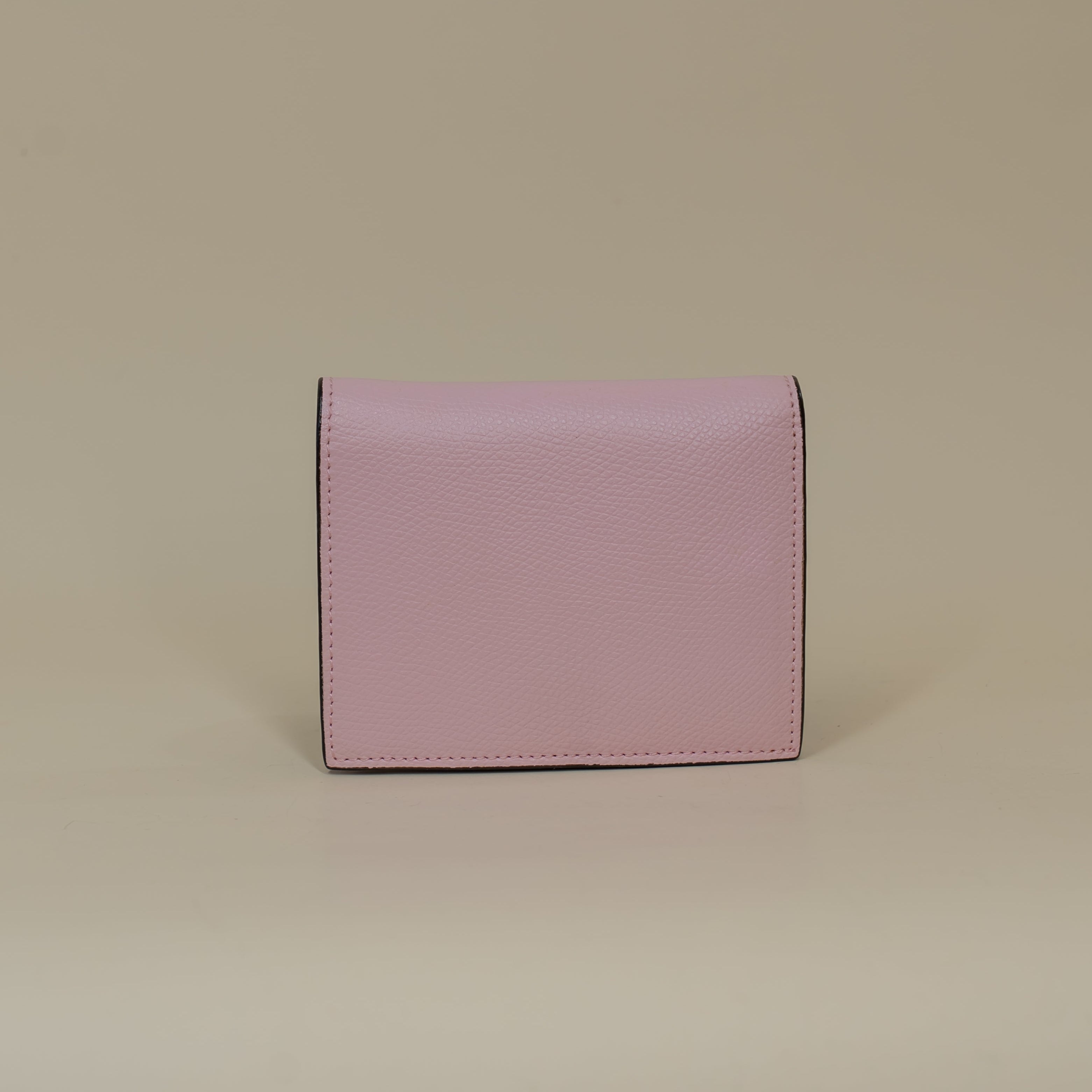 PRE-OWNED Soft Leather Bifold Short Wallet Pink