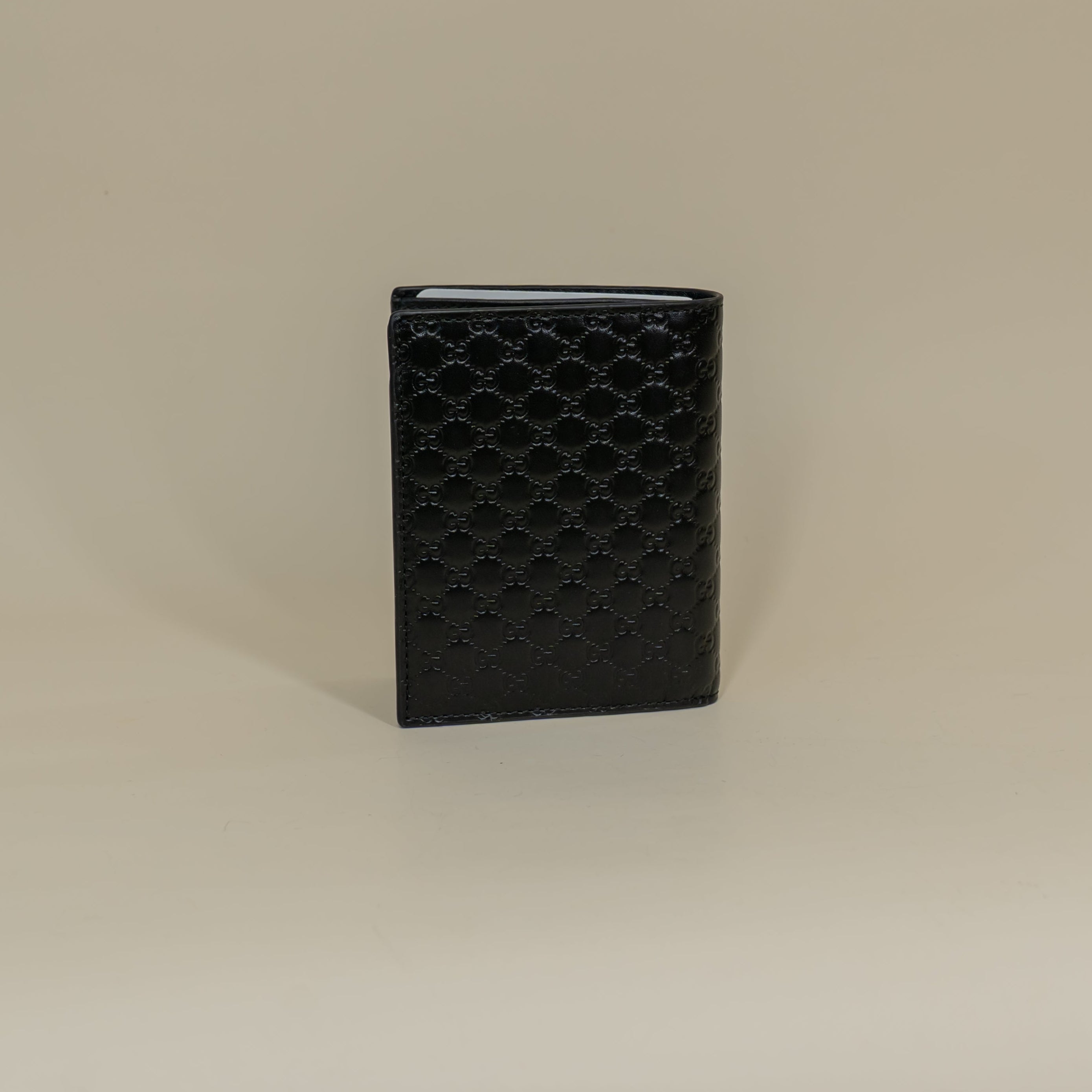 PRE-OWNED Microguccissima Bifold Black Wallet 