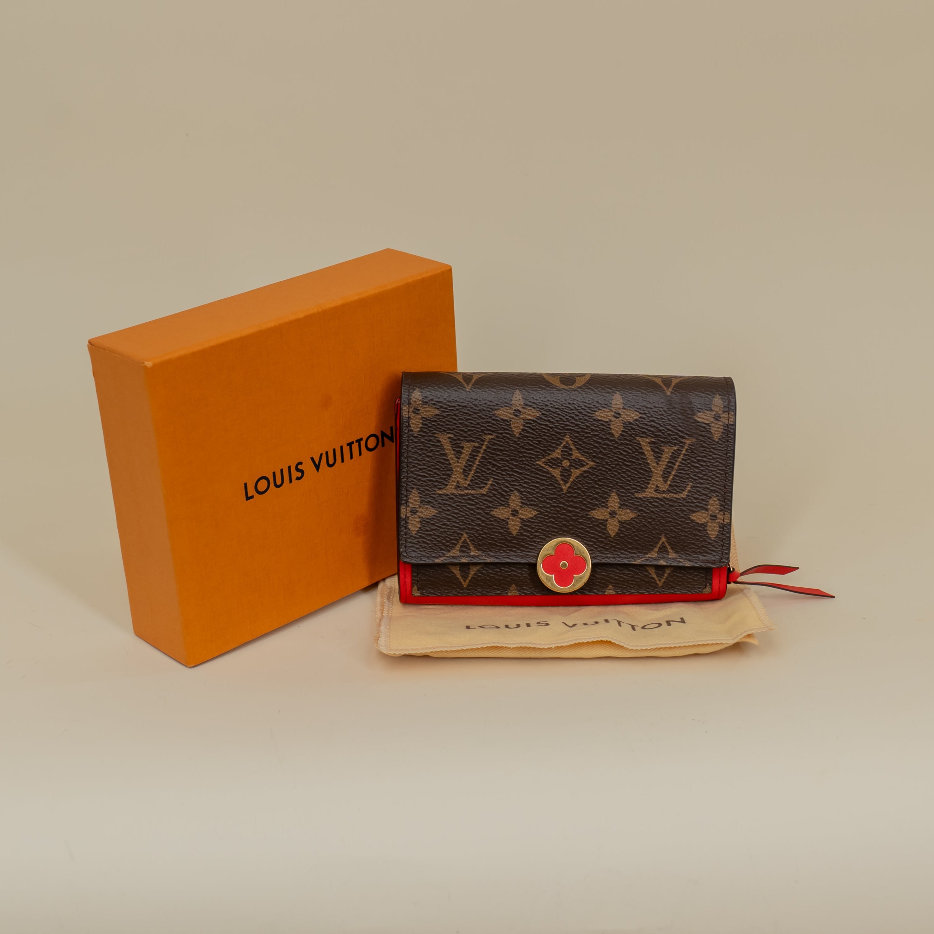 PRE-OWNED LV Flore Compact Wallet Monogram Canvas