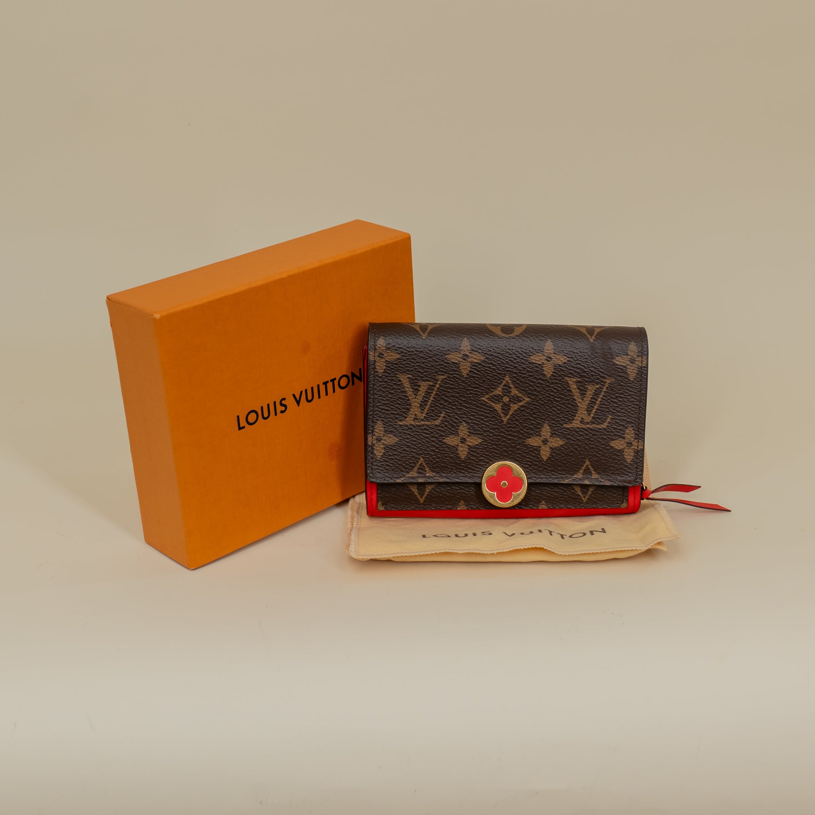 PRE-OWNED Monogram Flore Compact Wallet Coquelicot