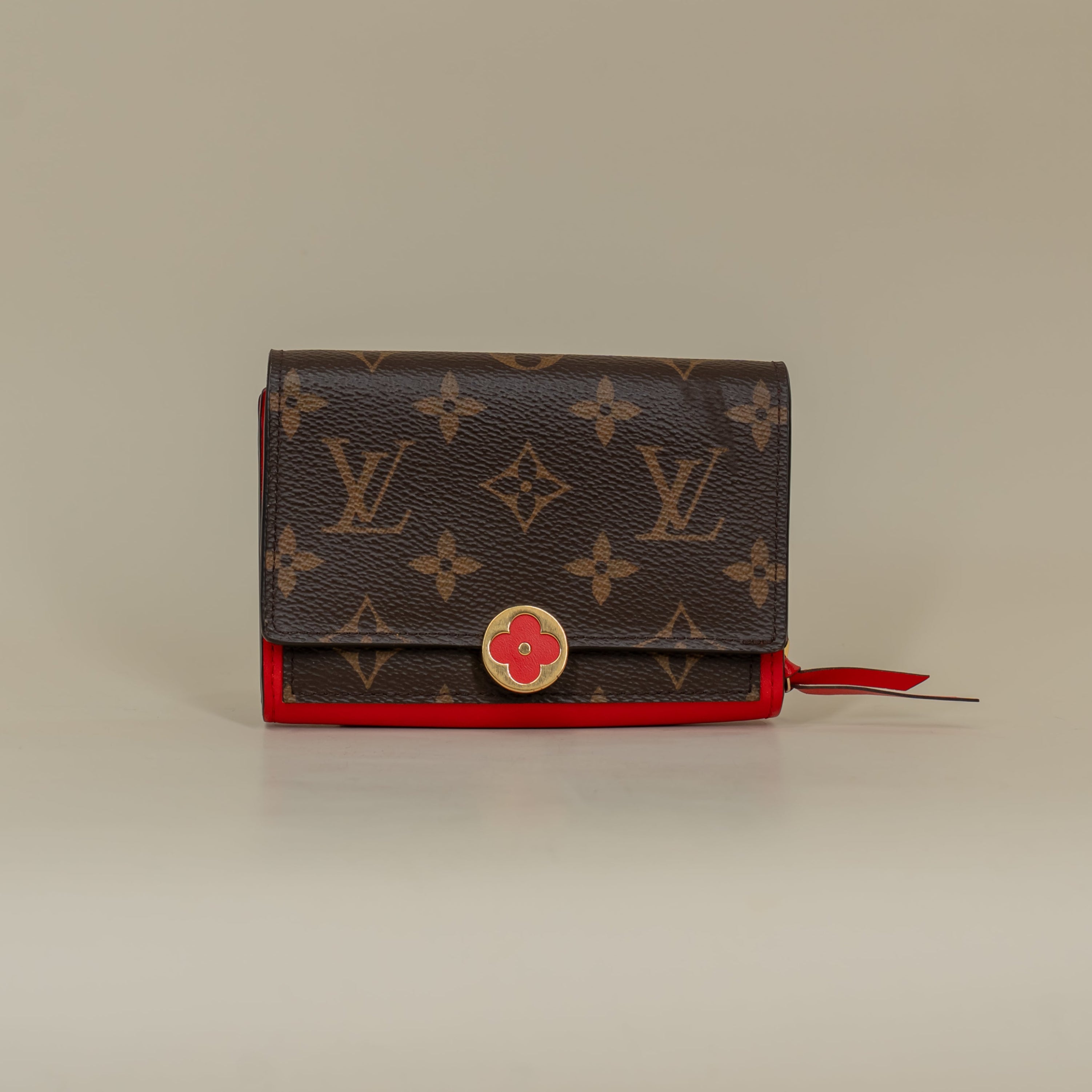 PRE-OWNED LV Flore Compact Wallet Monogram Canvas