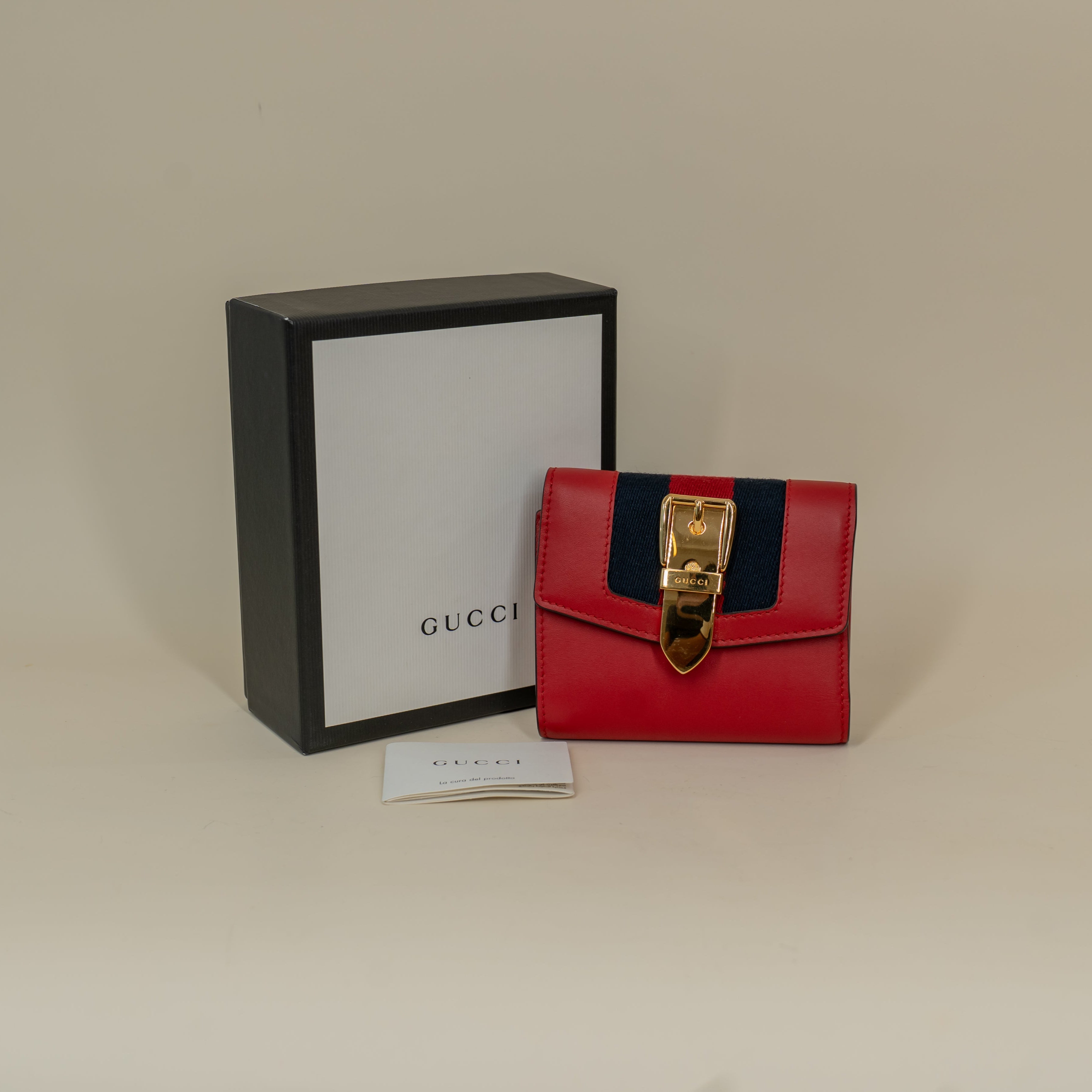 PRE-OWNED Calfskin Sylvie Wallet Hibiscus Red