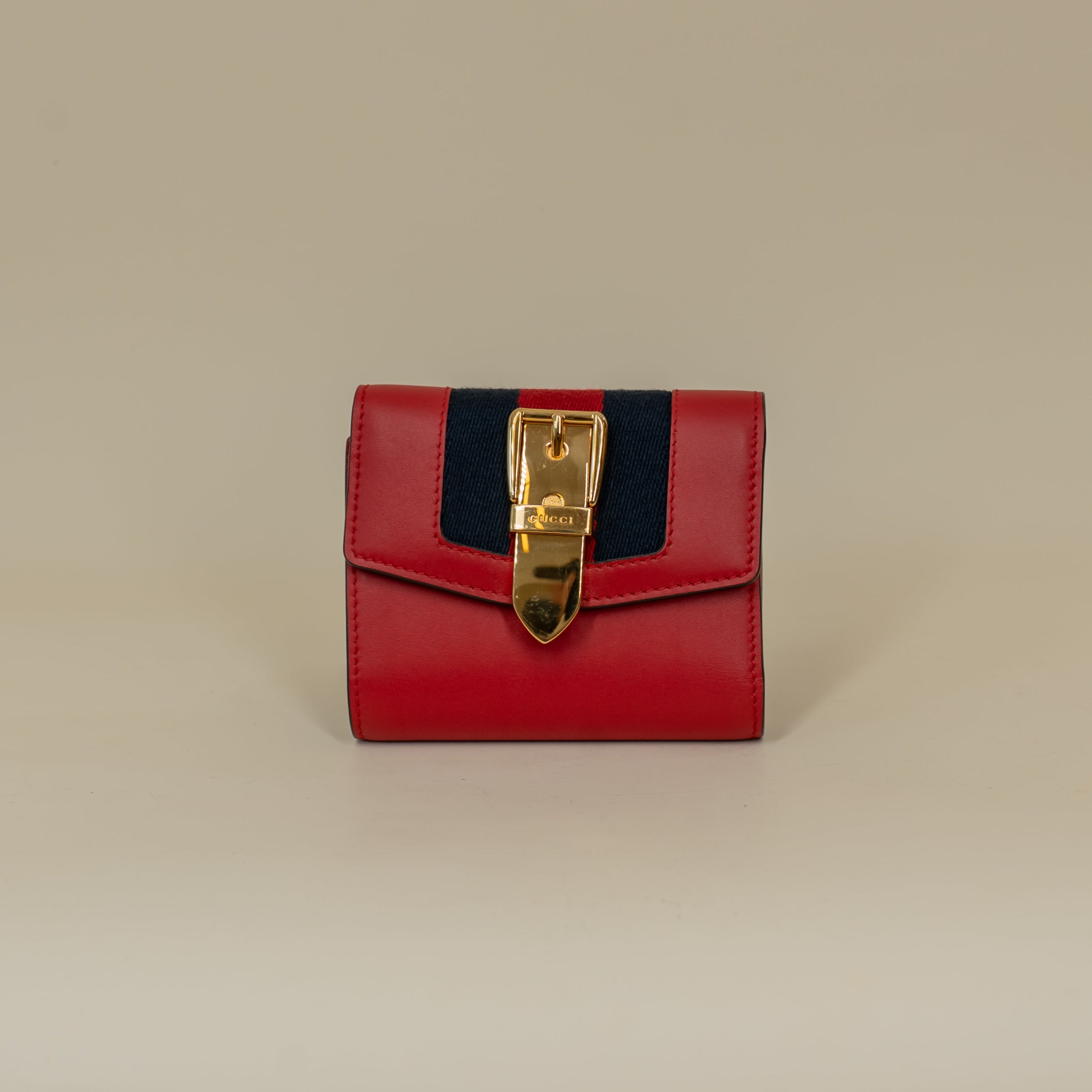 PRE-OWNED Calfskin Sylvie Wallet Hibiscus Red