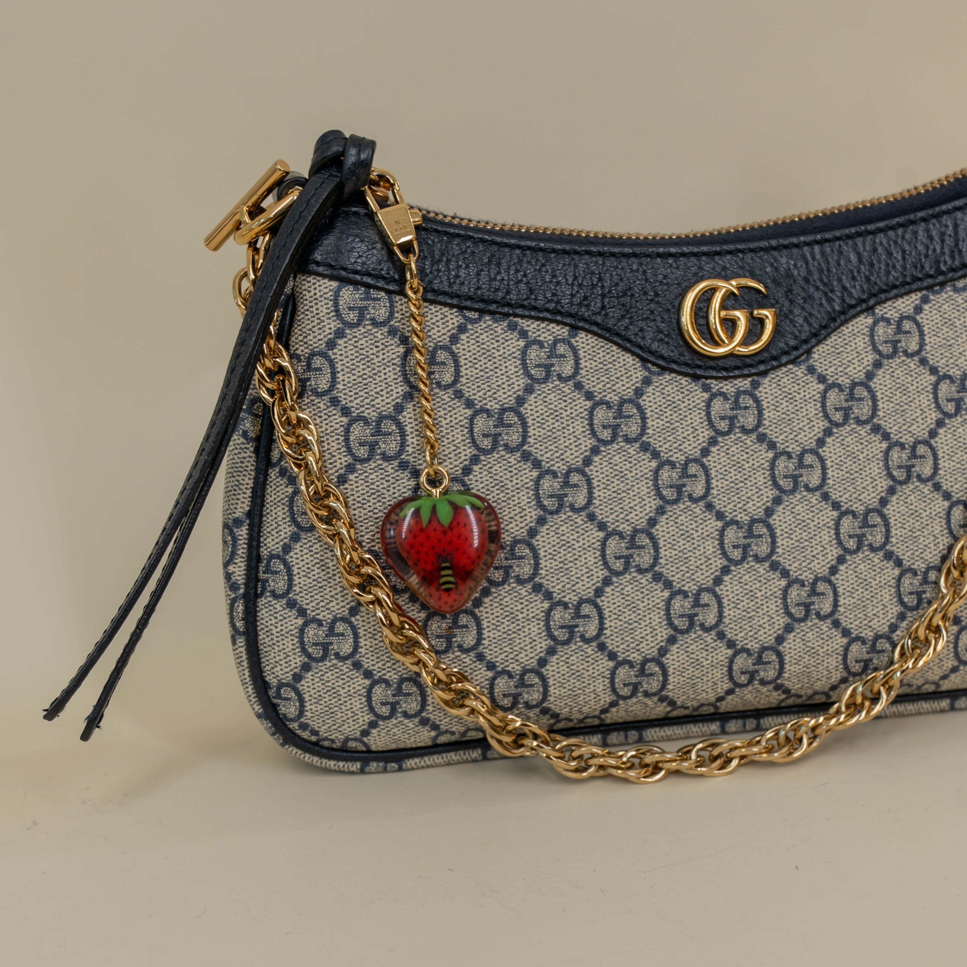 PRE-OWNED Ophidia GG Coated Canvas Strawberry Shoulder Bag