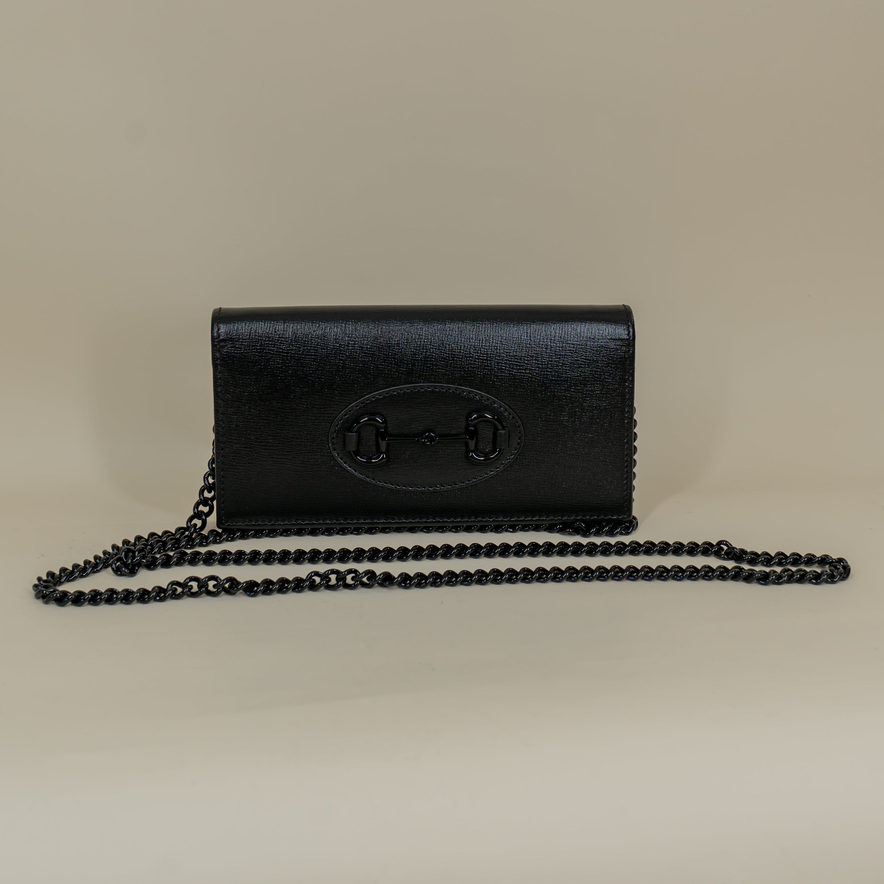 Gucci Black Leather Horsebit 1955 Wallet on Chain
