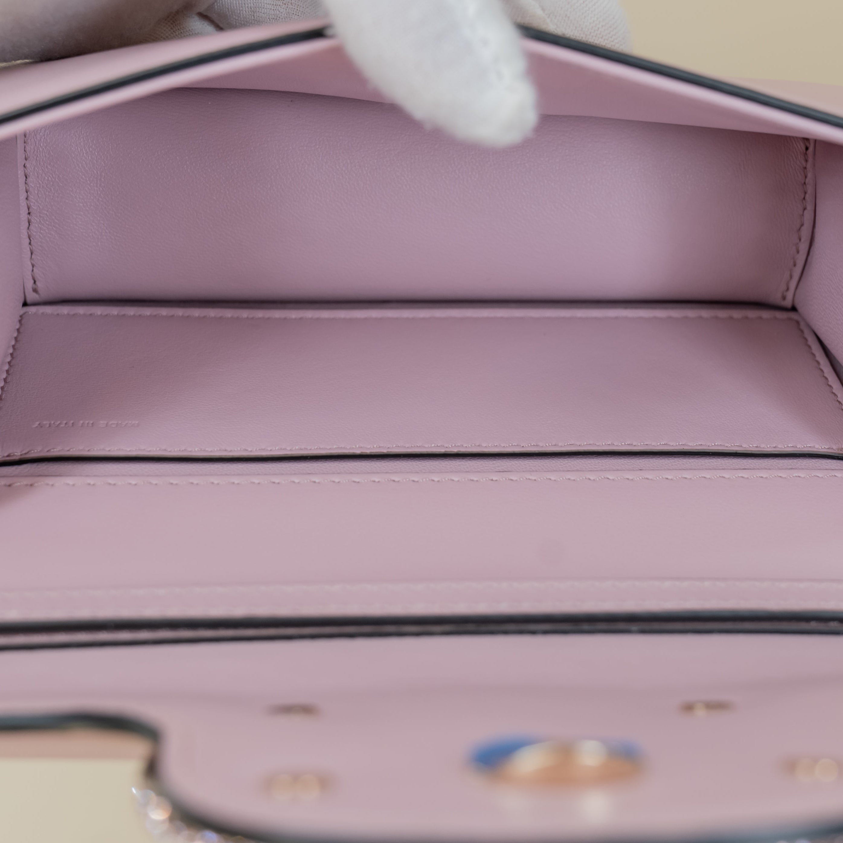 PRE-OWNED Calfskin Crystal Vlogo Small Loco Shoulder Bag Rose Cannelle
