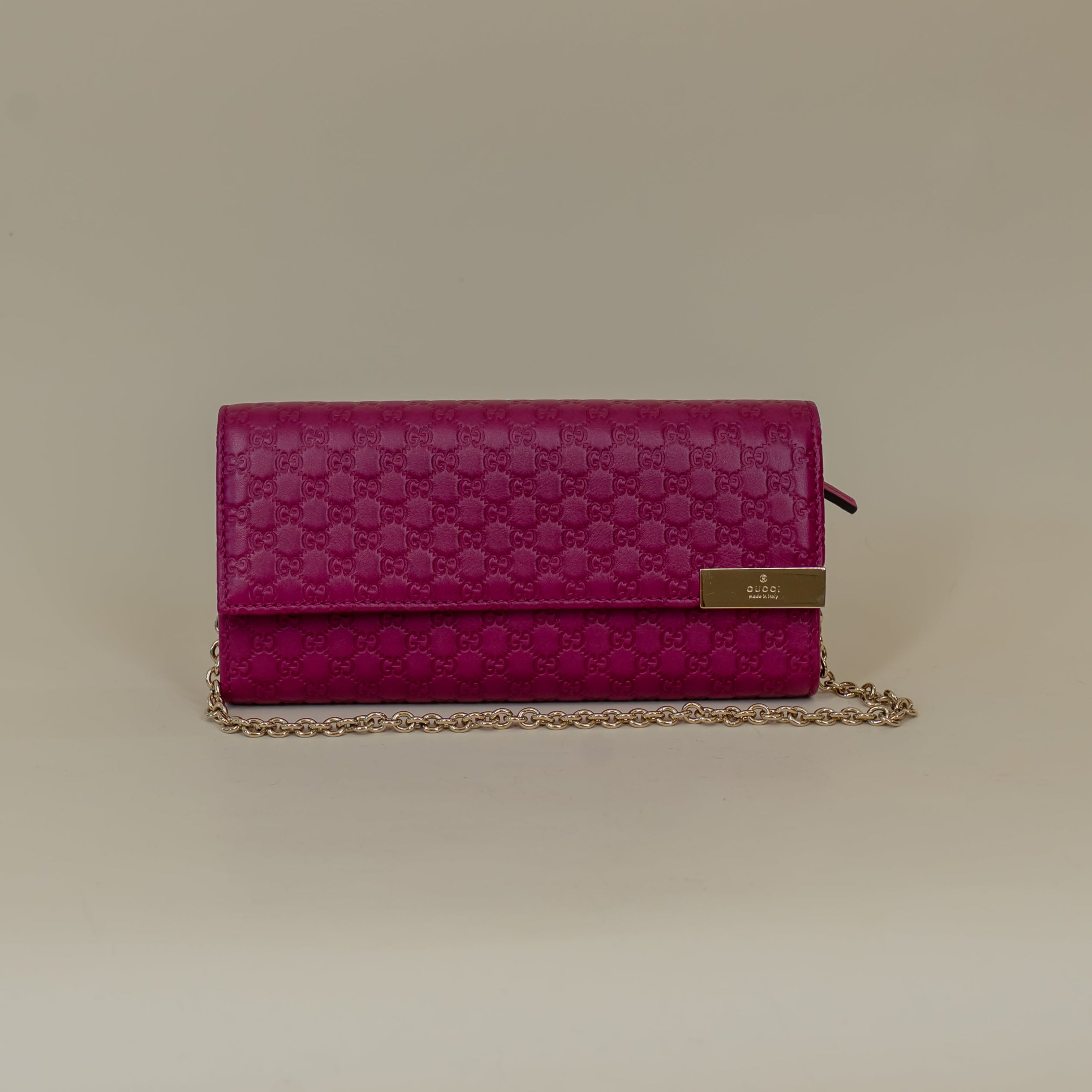 PRE-OWNED GG Bouganville Soft Microguccissima Dice Chain Wallet