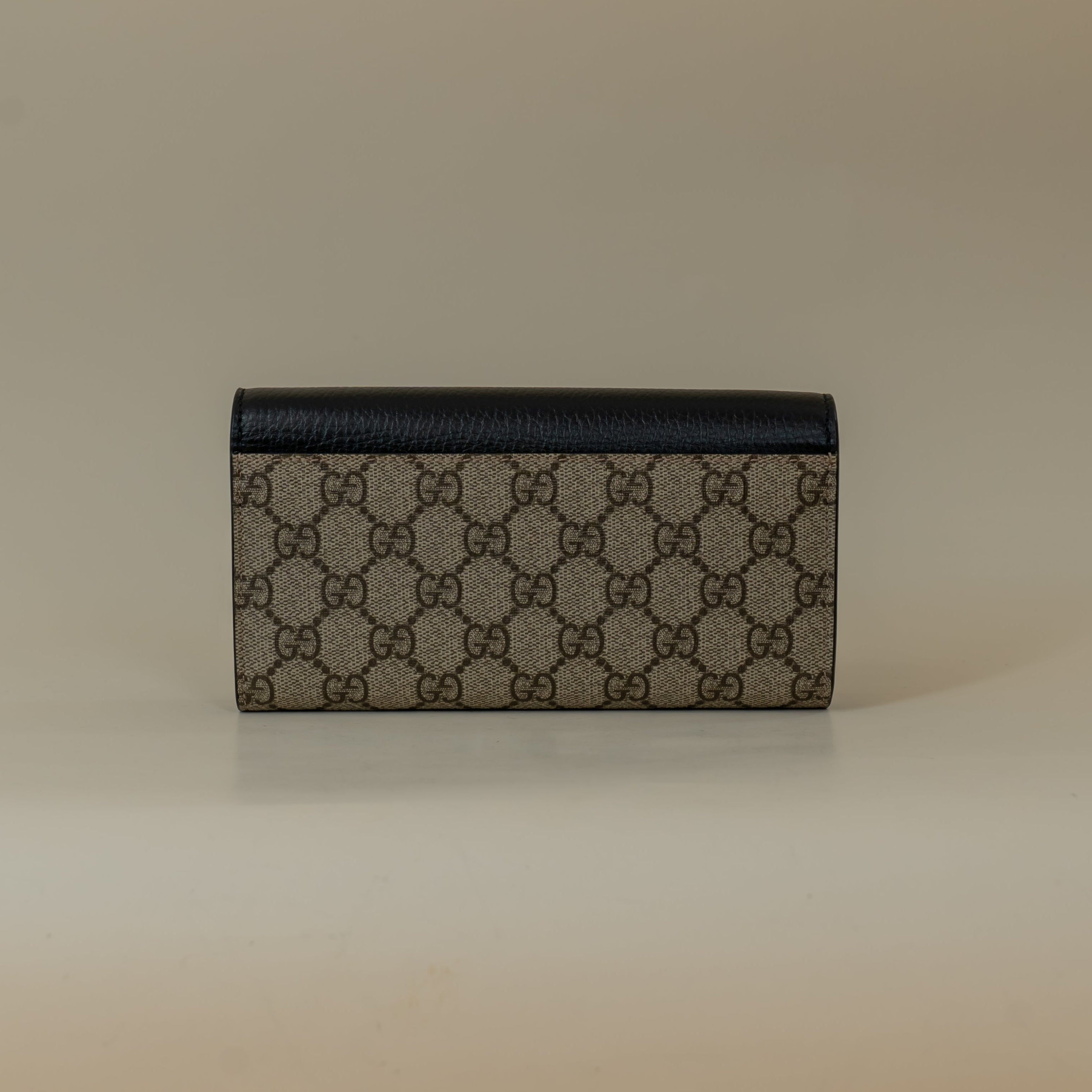PRE-OWNED GG Dollar Calfskin Supreme Monogram Petite Marmont Wallet on a Chain