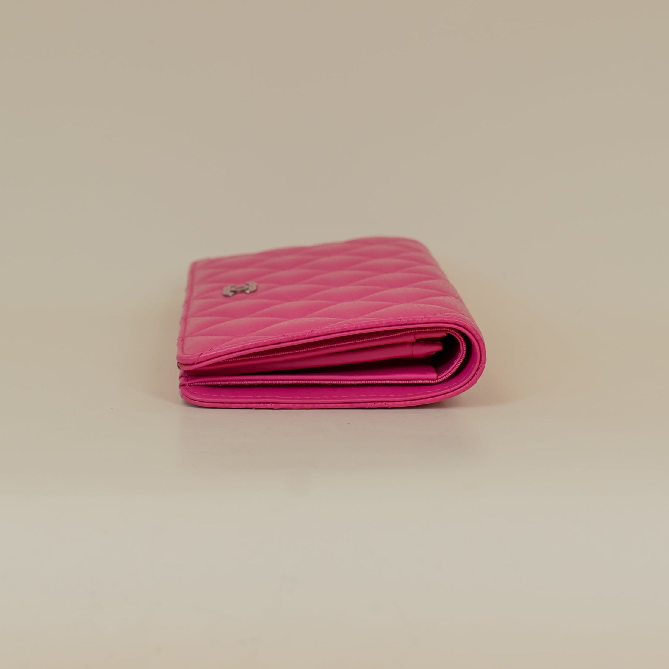 PRE-OWNED Quilted Caviar Leather Long Wallet 