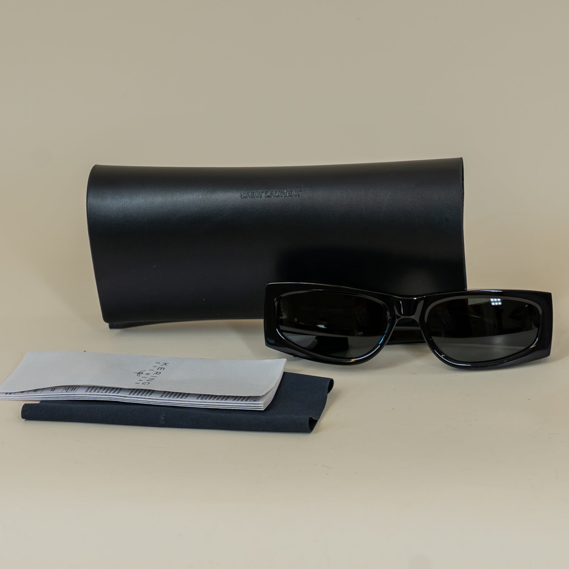 PRE-OWNED Black Acetate Rectangle SL M140/F Sunglasses