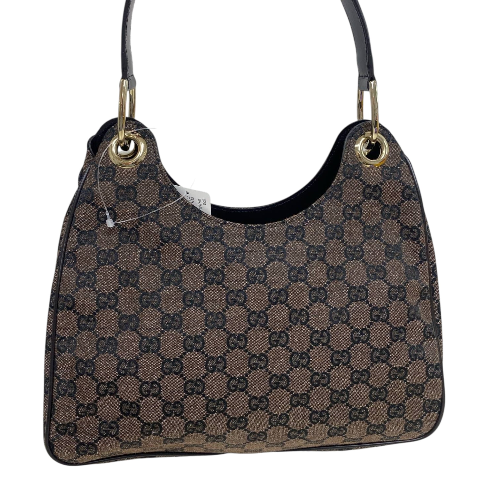 Bolso de hombro tipo hobo con monograma GG en marrón oscuro USADO