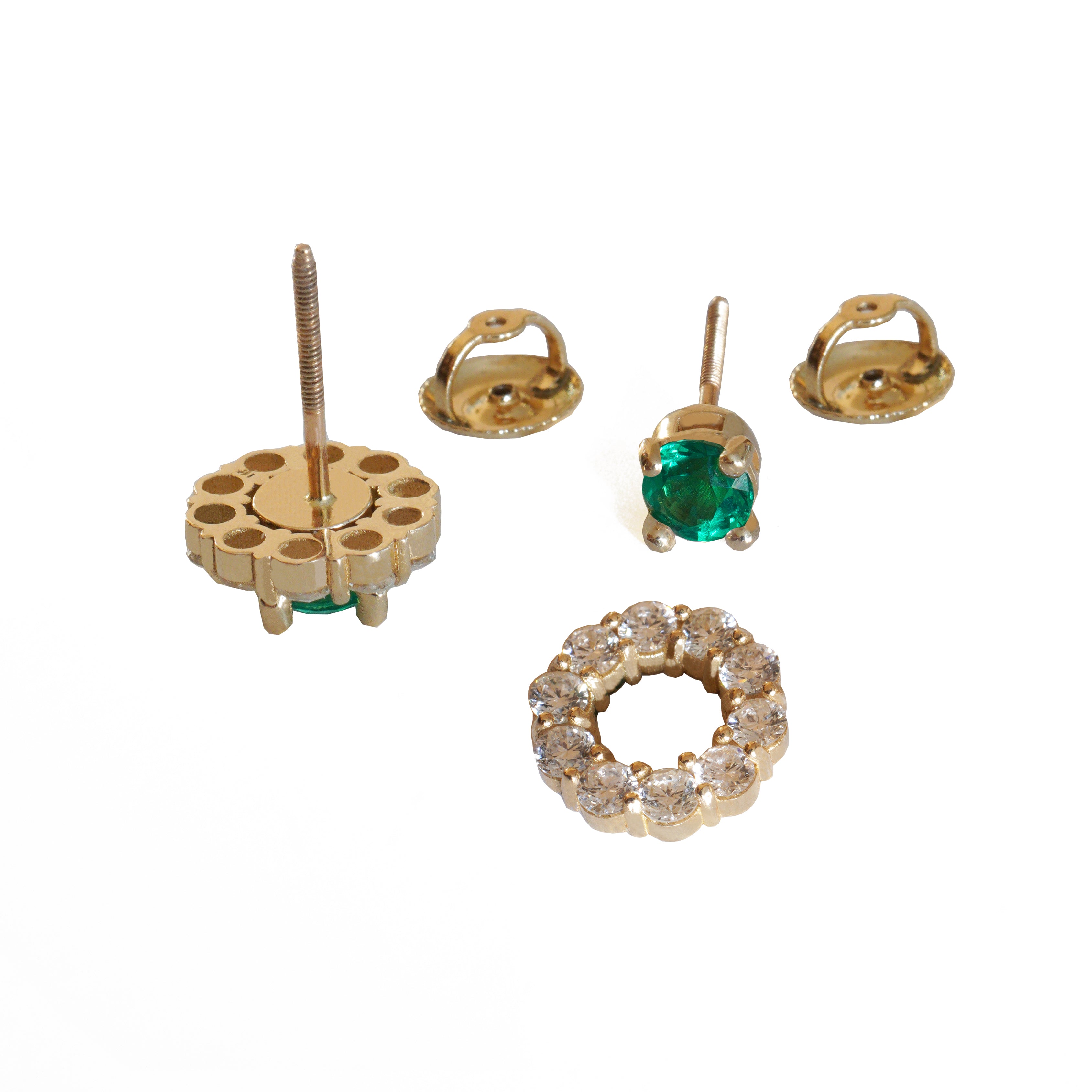 Lab Grown Emerald Studs With Jackets