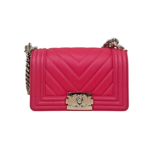 PRE-OWNED CC Pink Lambskin Small Leboy Shoulder Bag