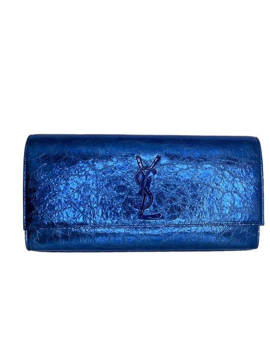 SAINT LAURENT - Metallic Blue Clutch