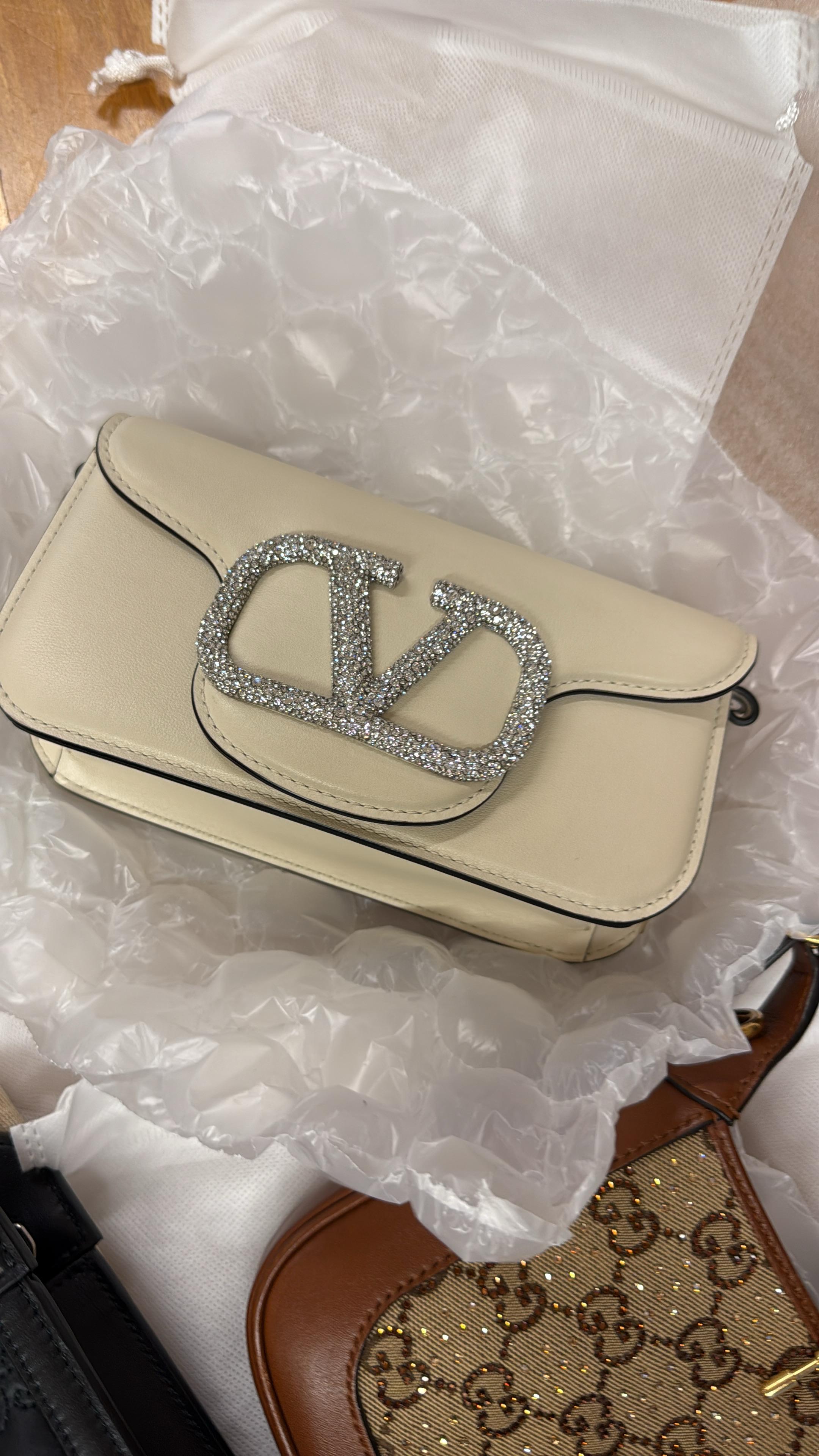 PRE-OWNED Locò Small Leather Shoulder Bag with Crystals