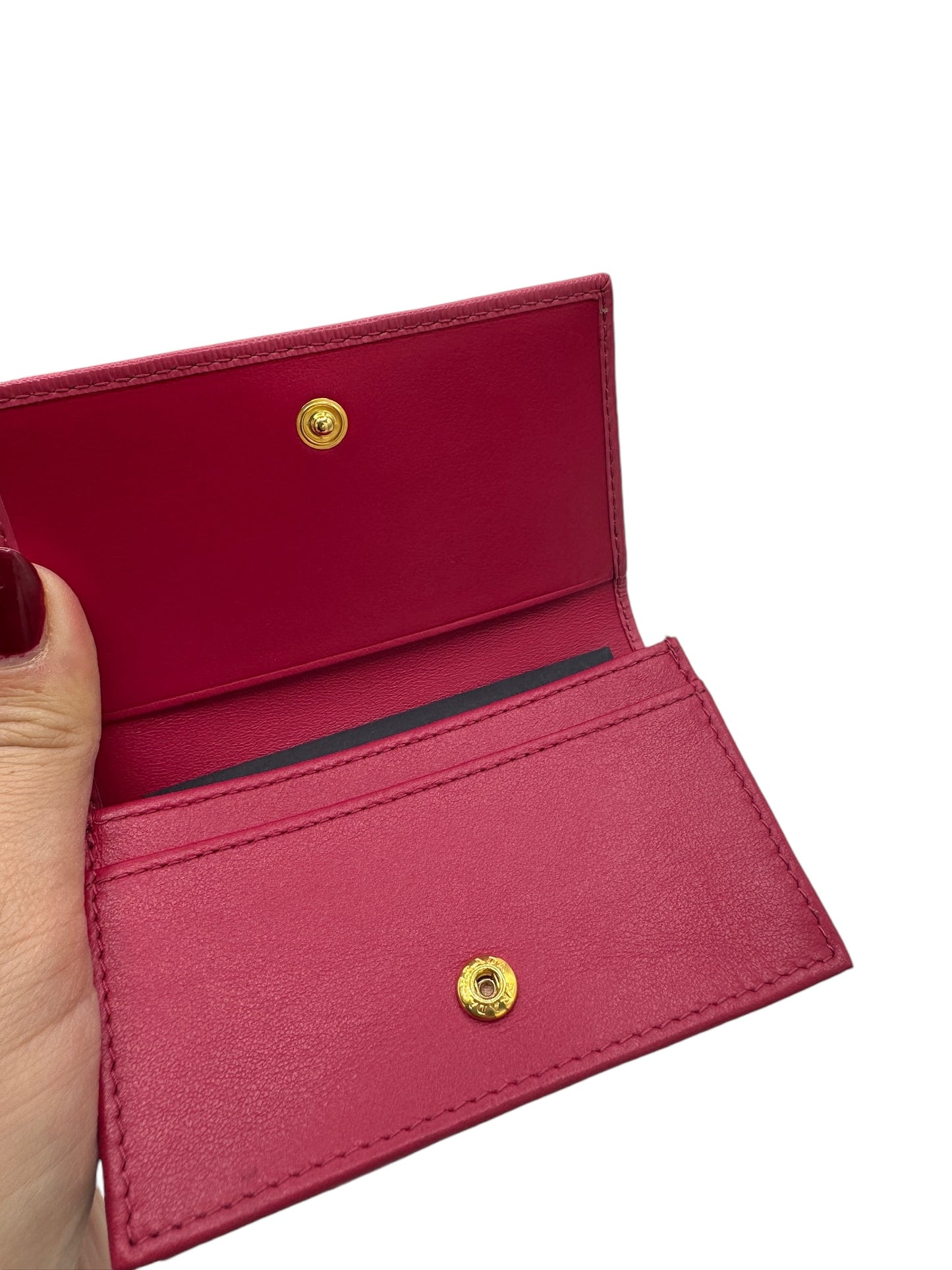 PRE-OWNED PRADA -Business Card Holder Pink Leather