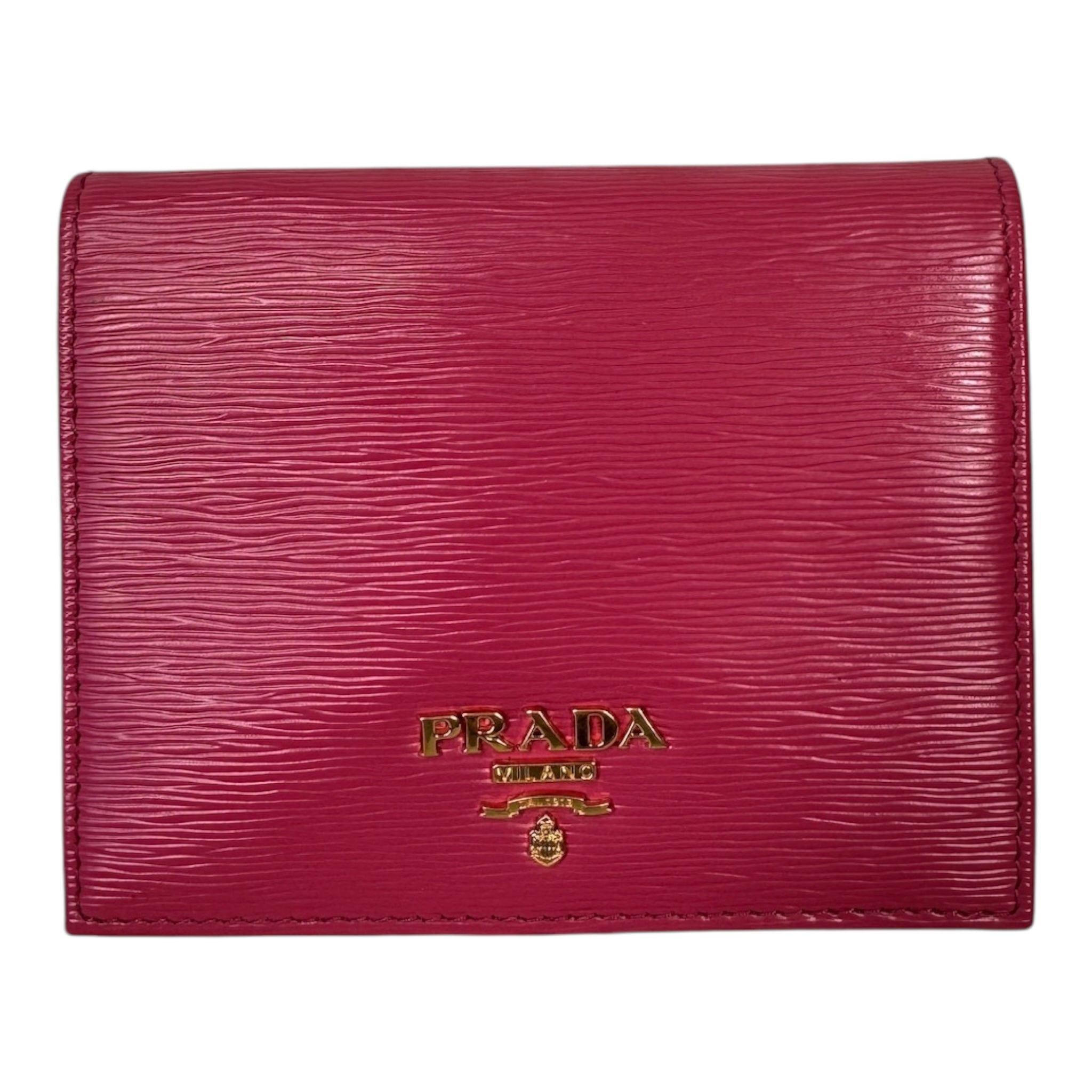 PRE-OWNED Pink Saffiano Leather Bi-Fold Wallet